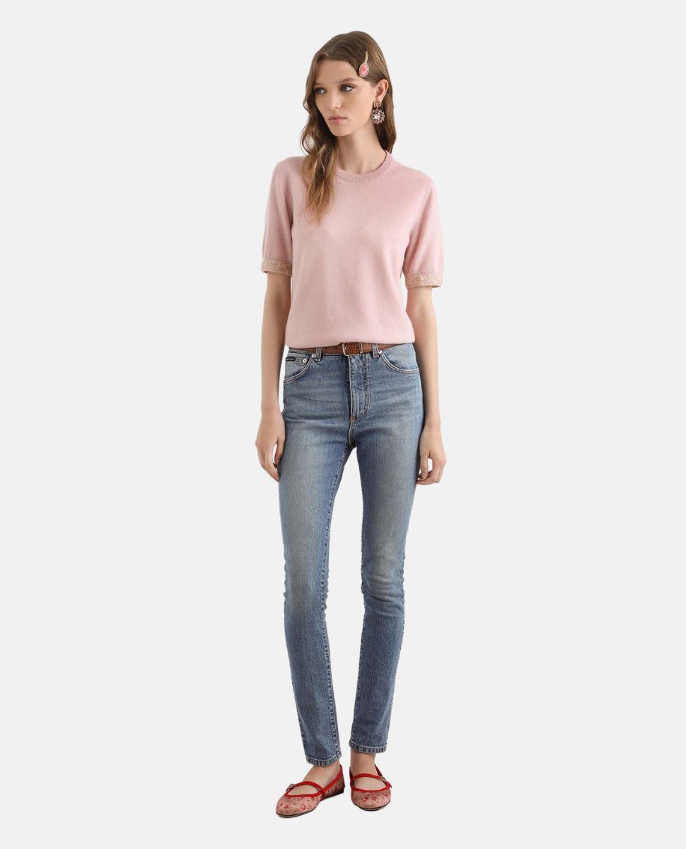 Áo len cashmere ngắn tay