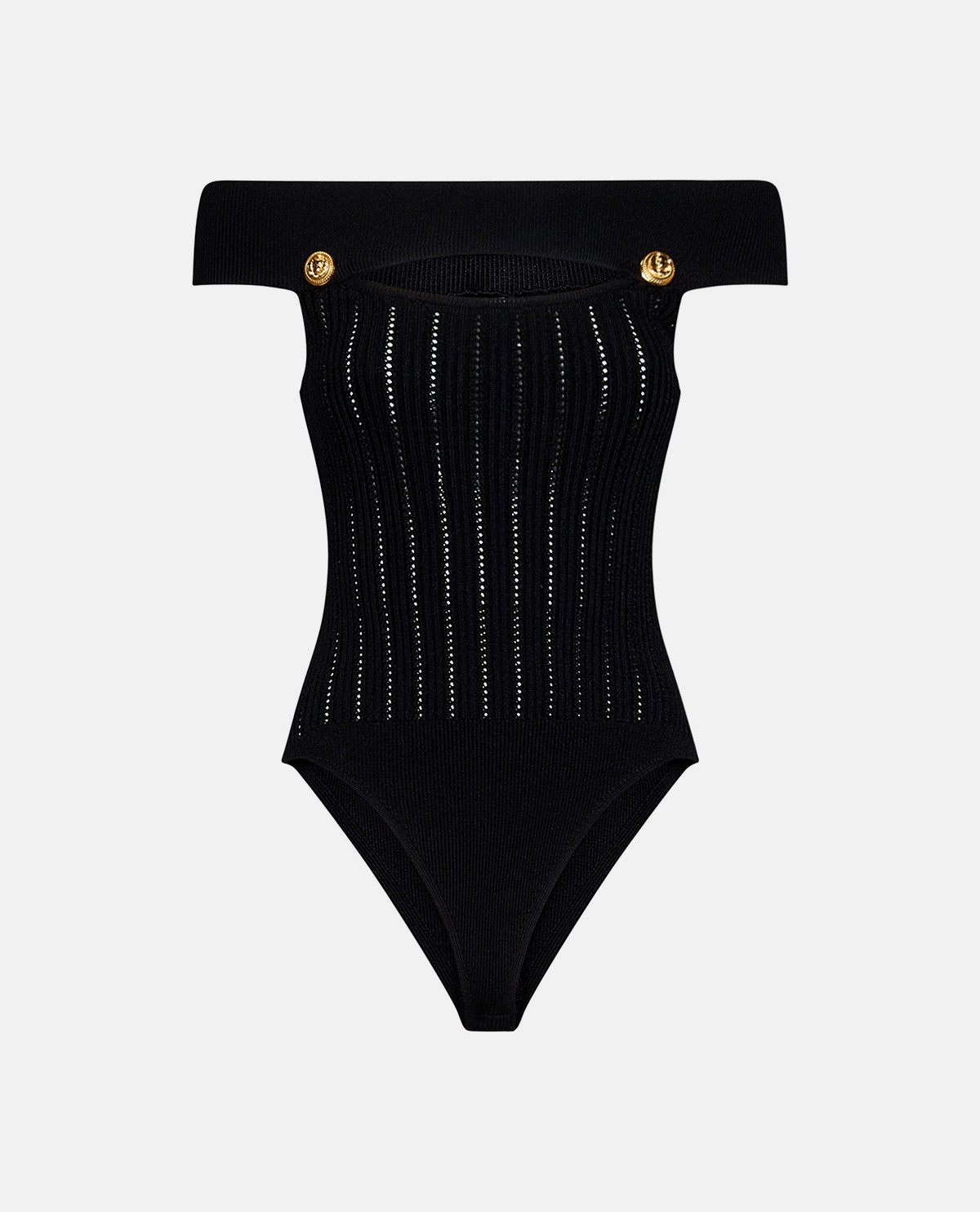 Bodysuit trễ vai đính nút tròn