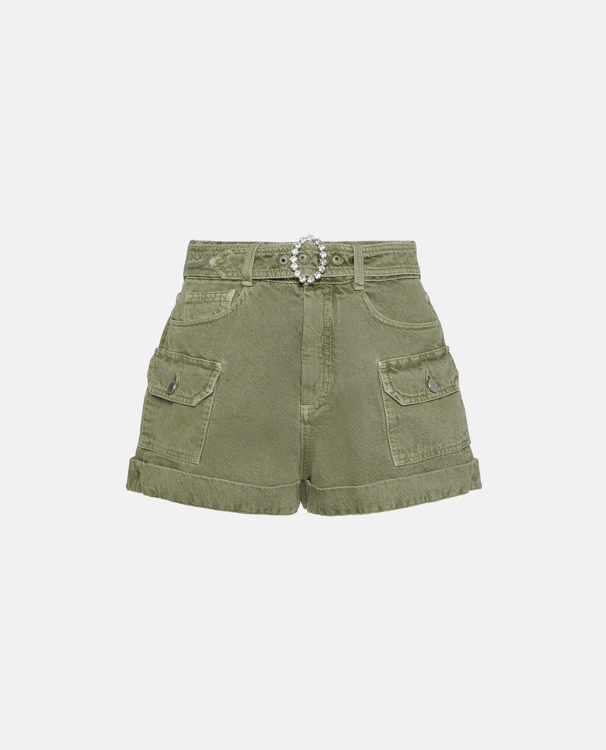 Quần shorts phối khóa pha lê