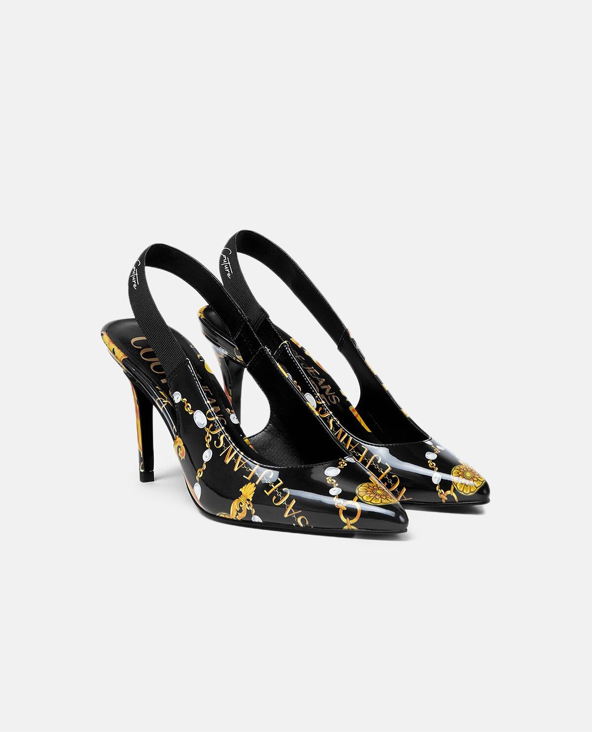 Giày slingback Scarlett 85 họa tiết Chain Couture