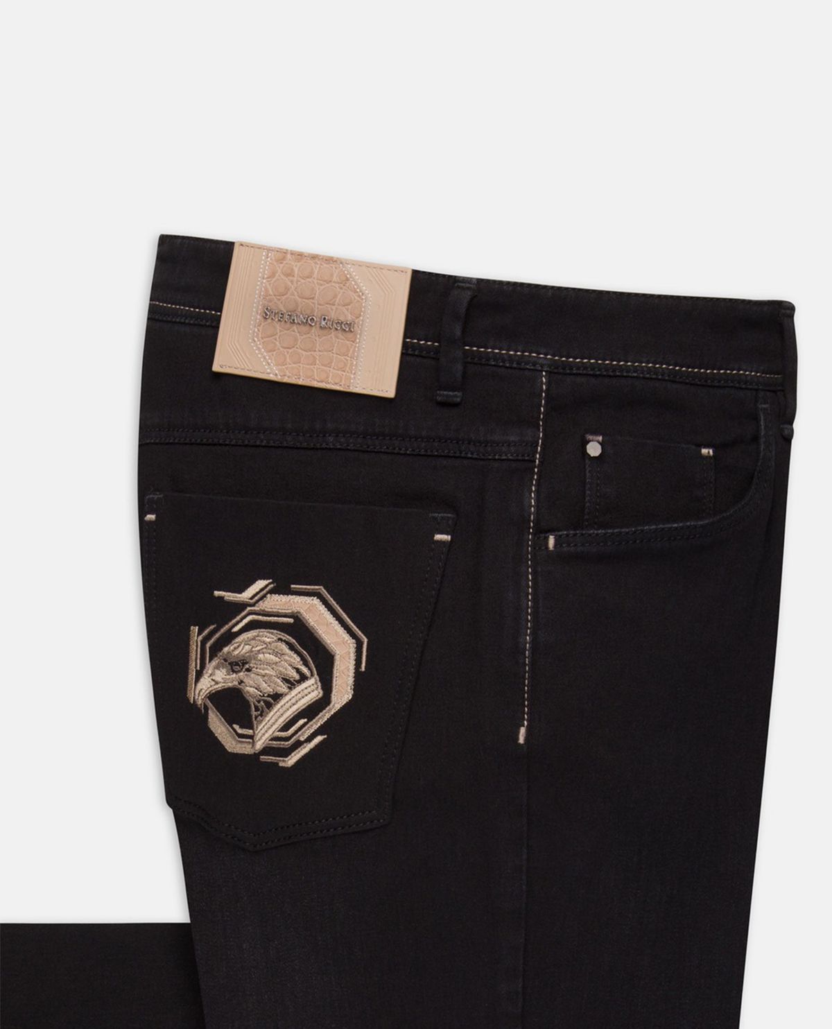 Quần jeans dáng suông phối logo