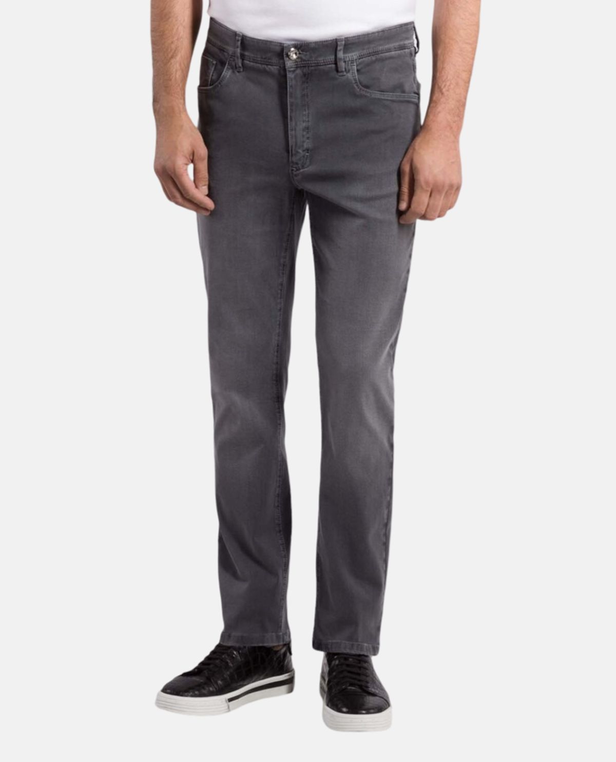Quần jeans wash bạc phối patch logo