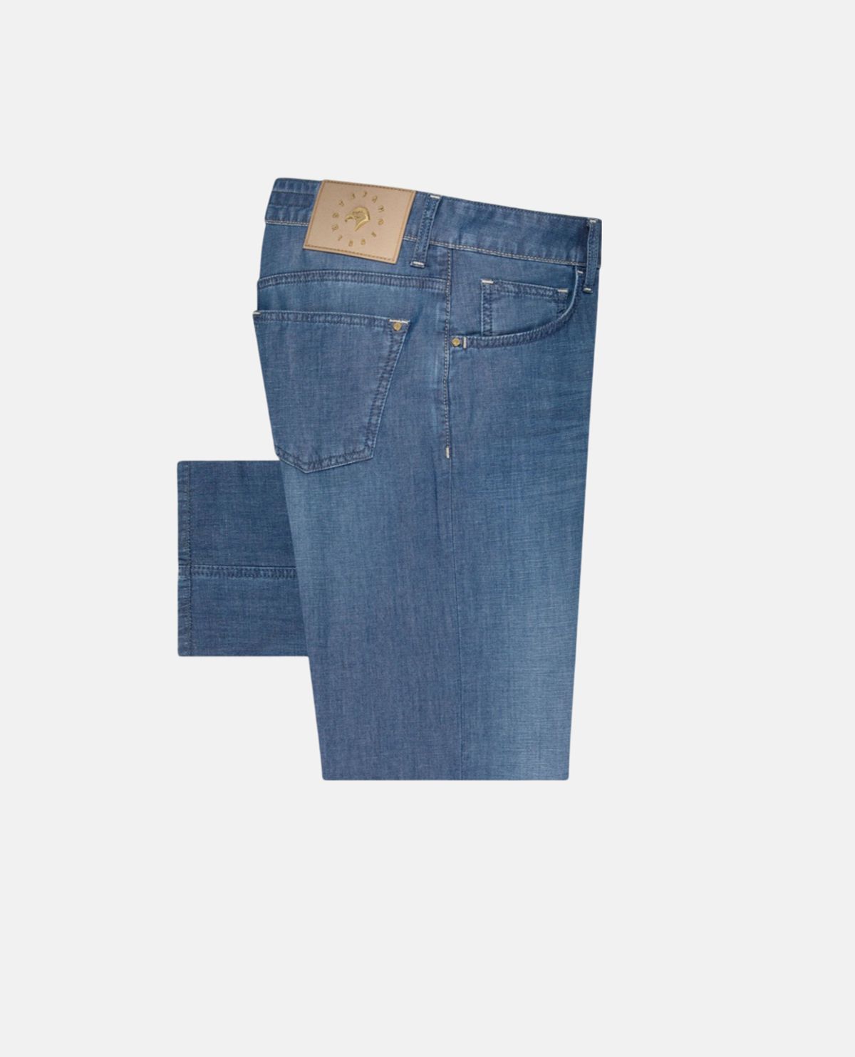 Quần jeans wash bạc phối patch logo