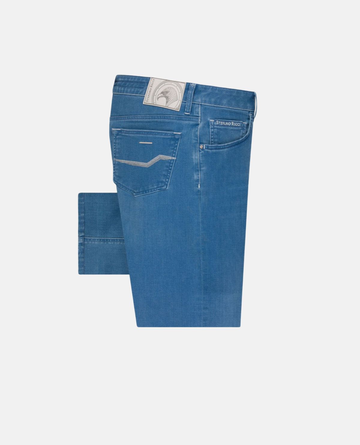 Quần jeans wash bạc phối patch logo