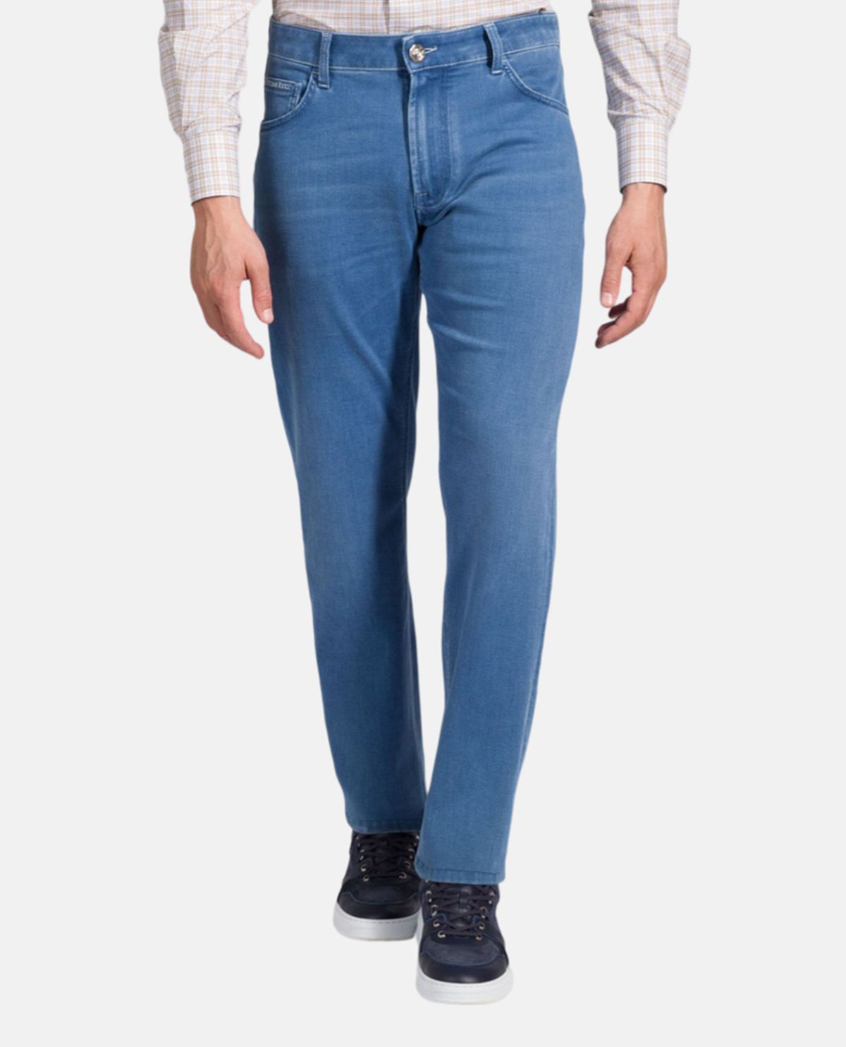 Quần jeans wash bạc phối patch logo