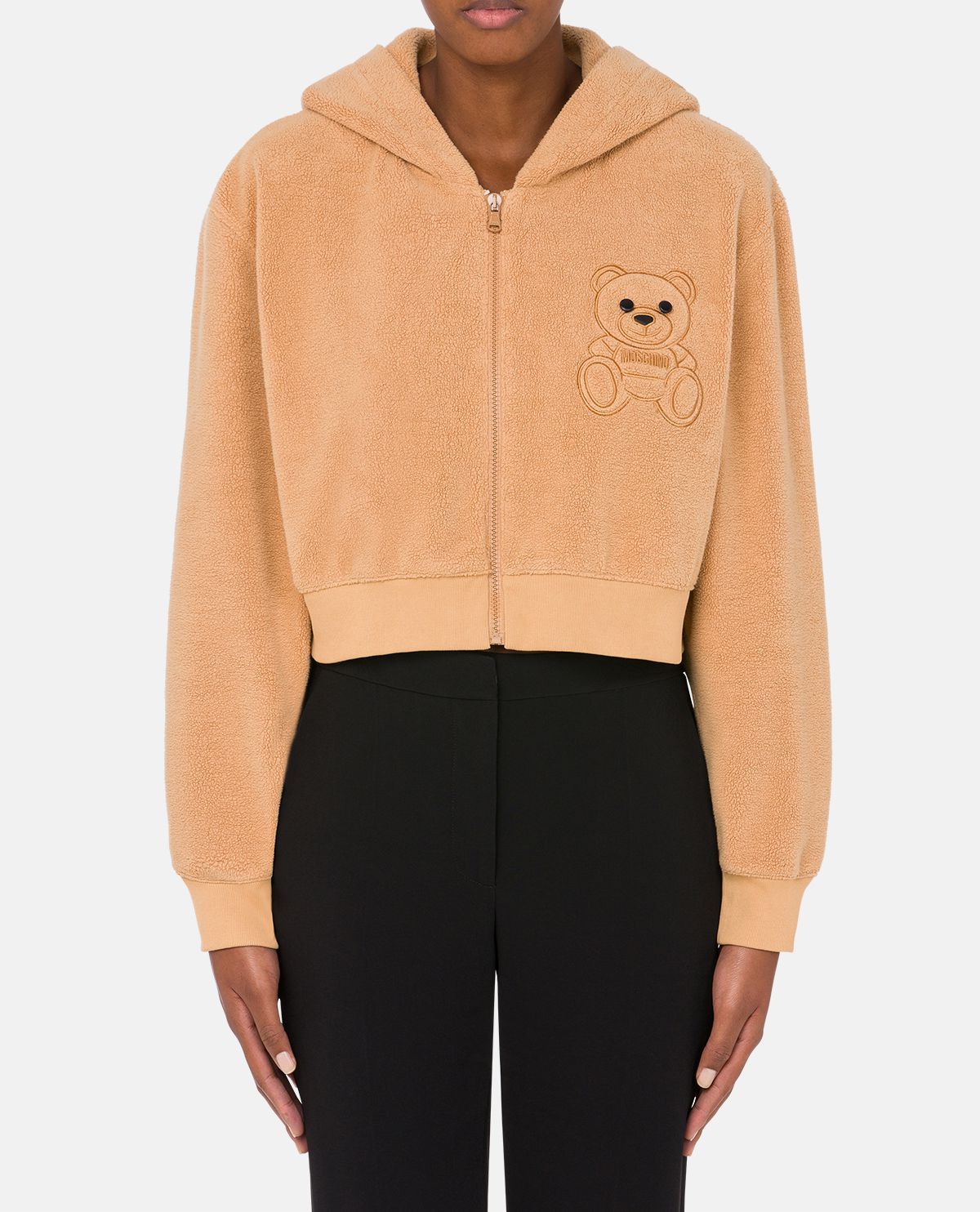 Áo hoodie dáng crop Moschino Teddy Bear