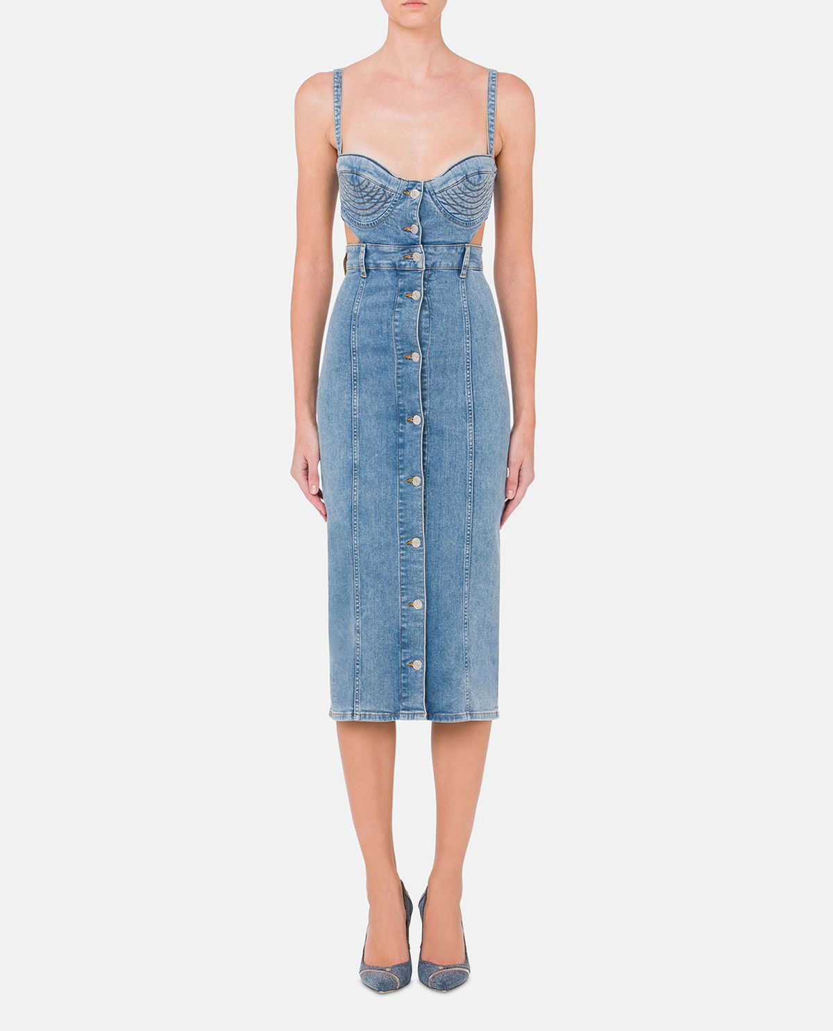 Đầm denim hai dây cúp ngực