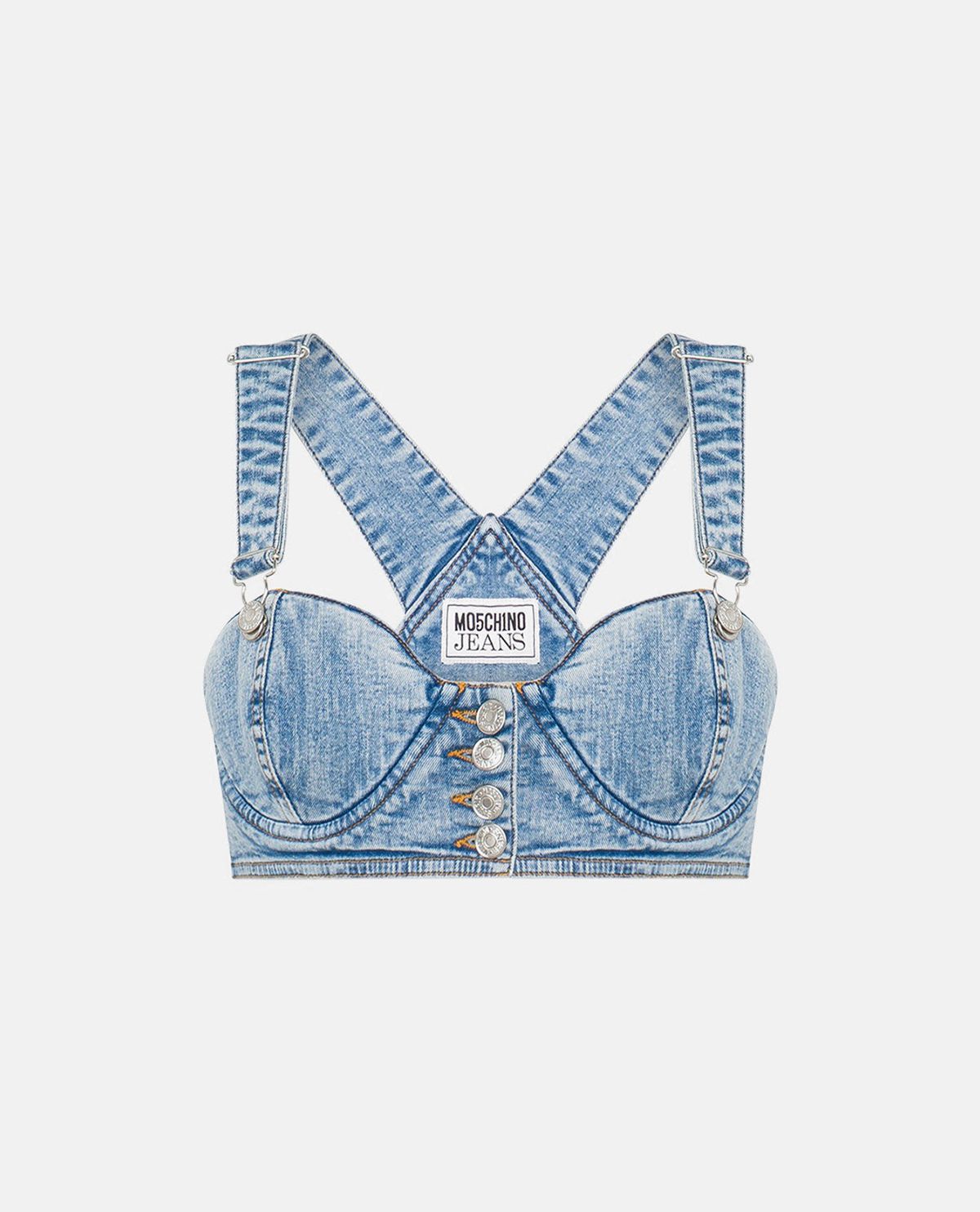 Áo bustier denim cổ tim