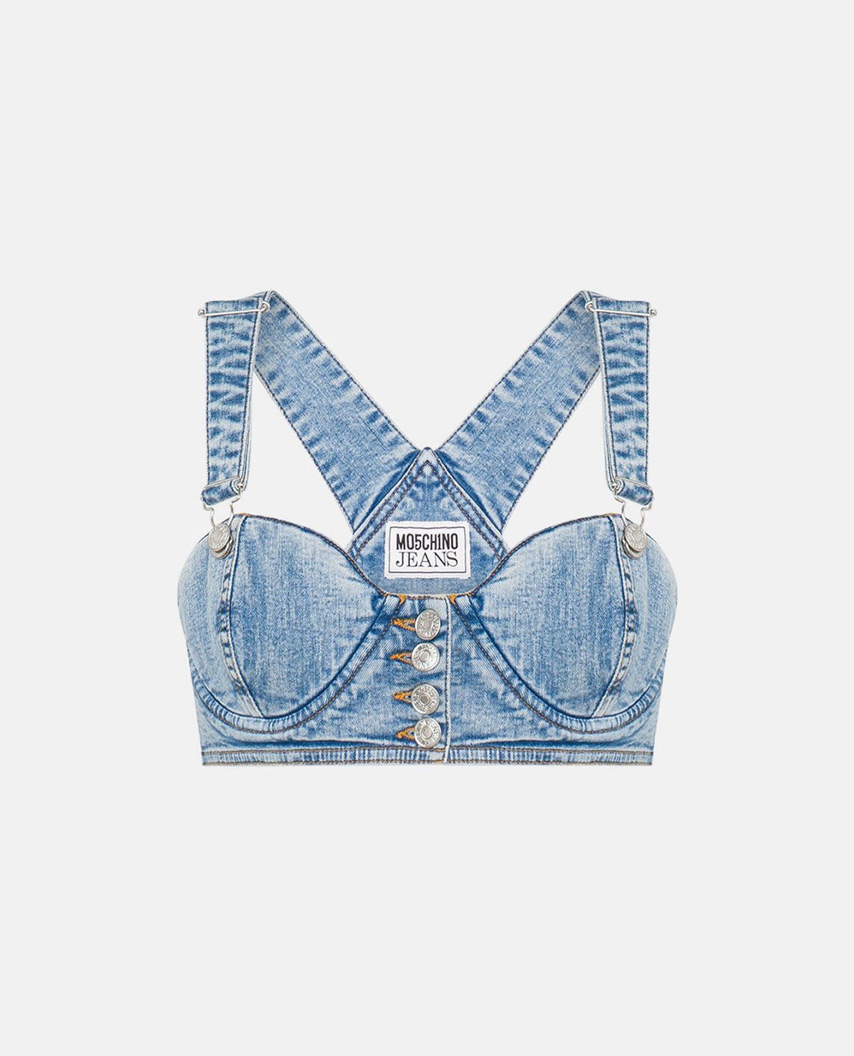 Áo bustier denim cổ tim
