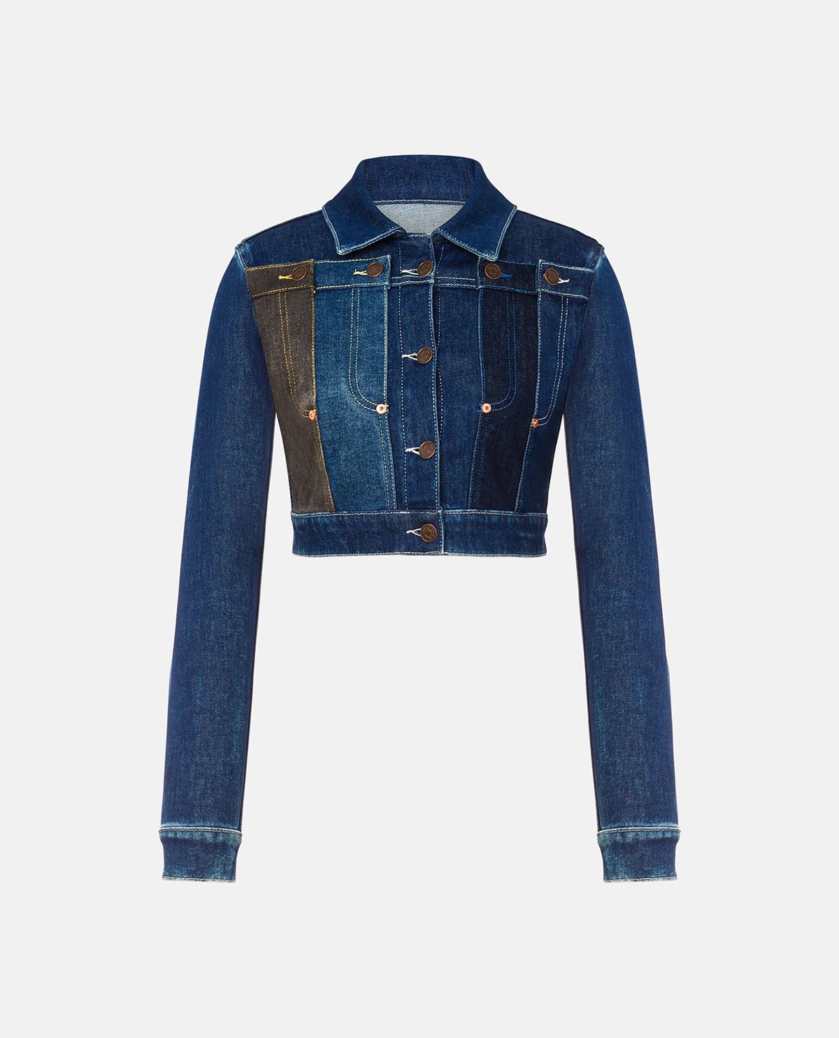 Áo khoác denim dáng crop patchwork