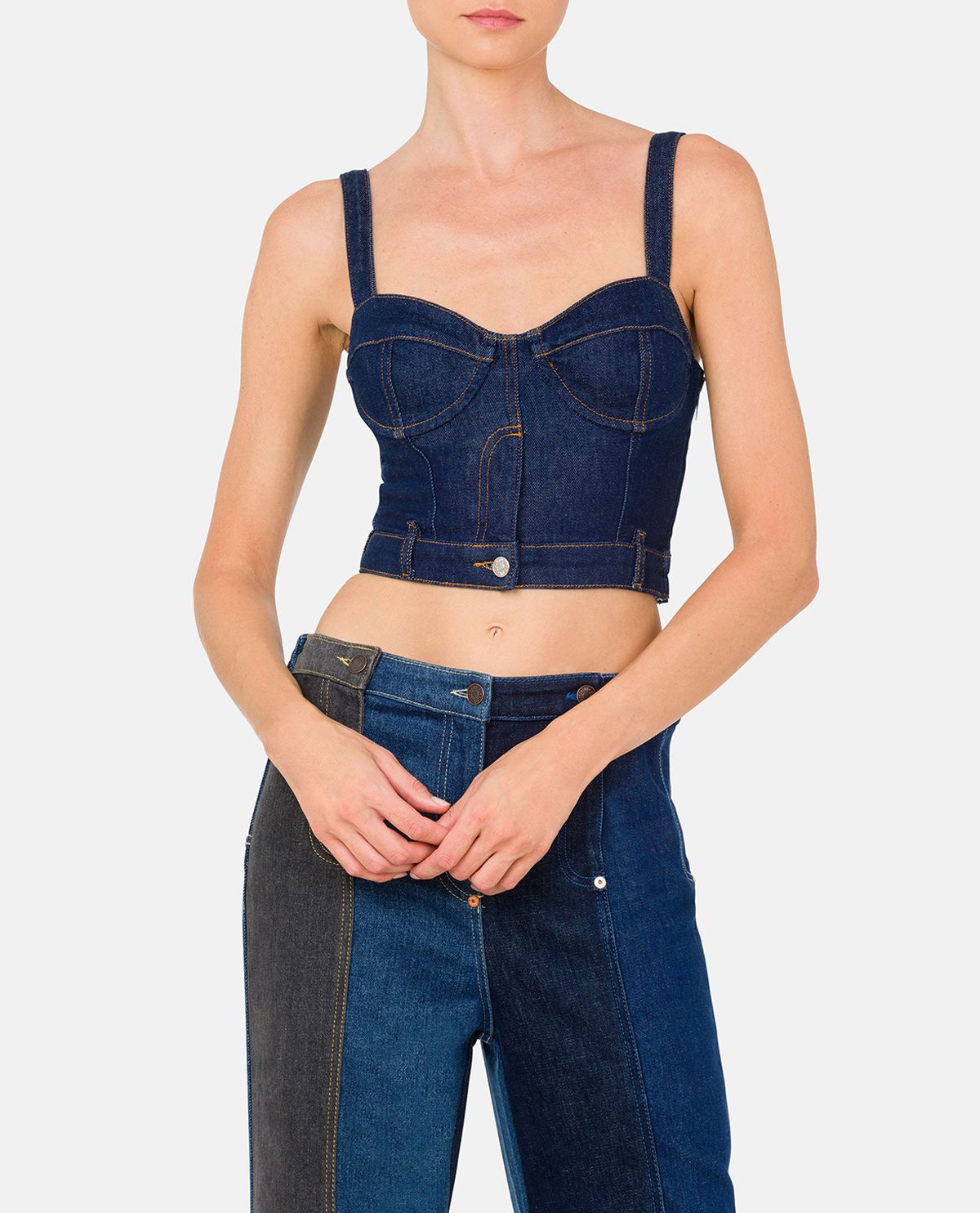 Áo croptop denim cúp ngực