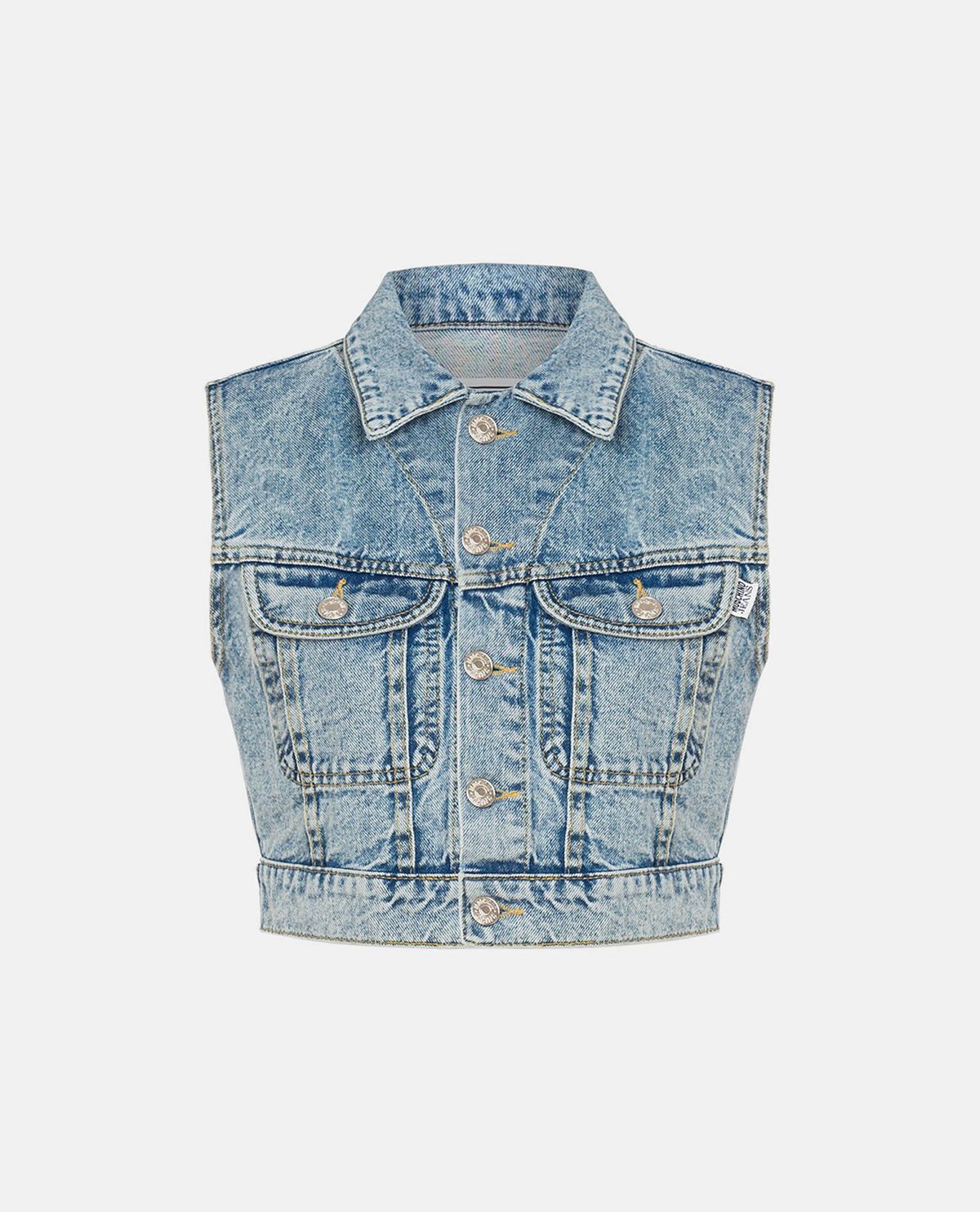 Áo gilet denim dáng crop