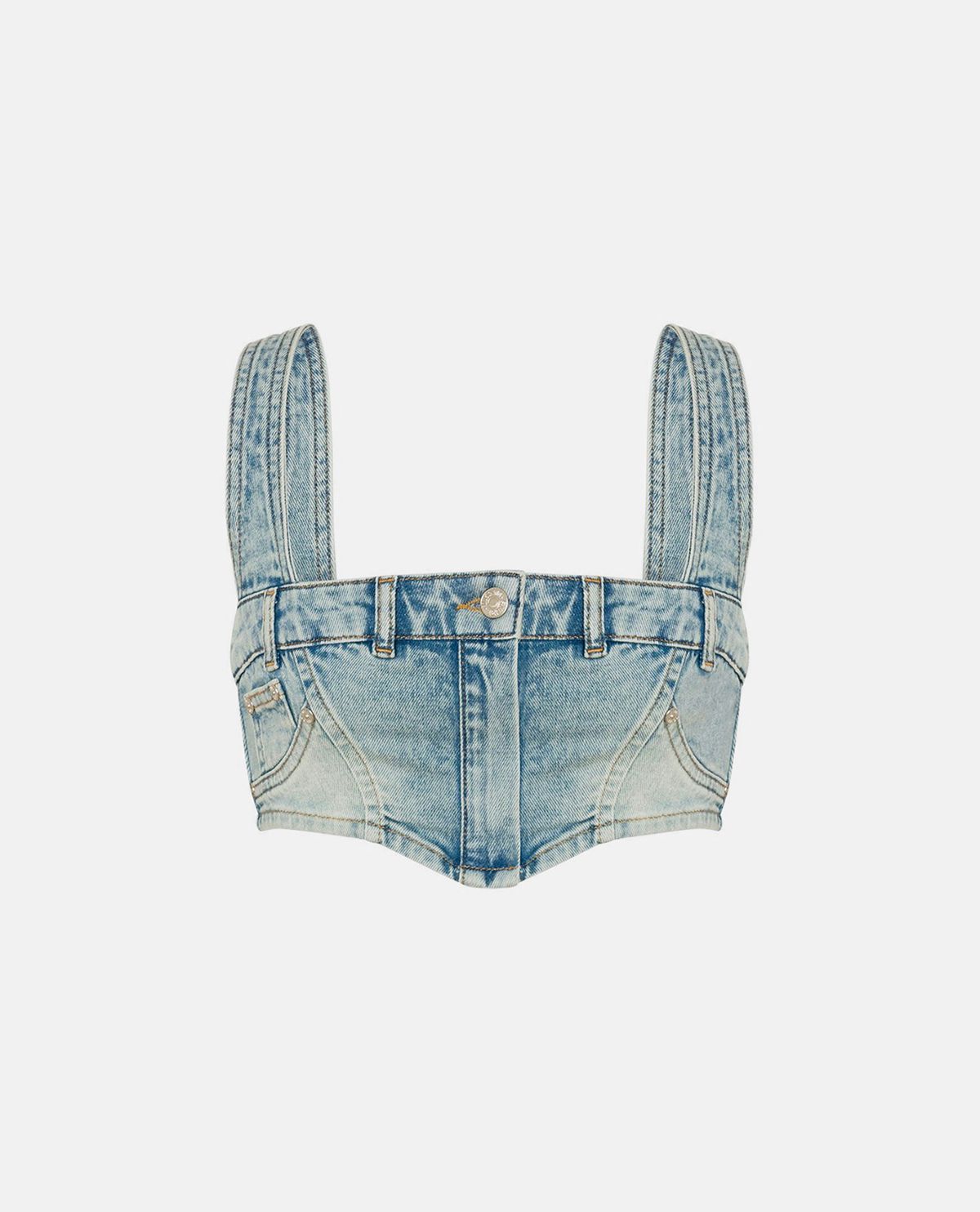 Áo croptop denim cổ vuông