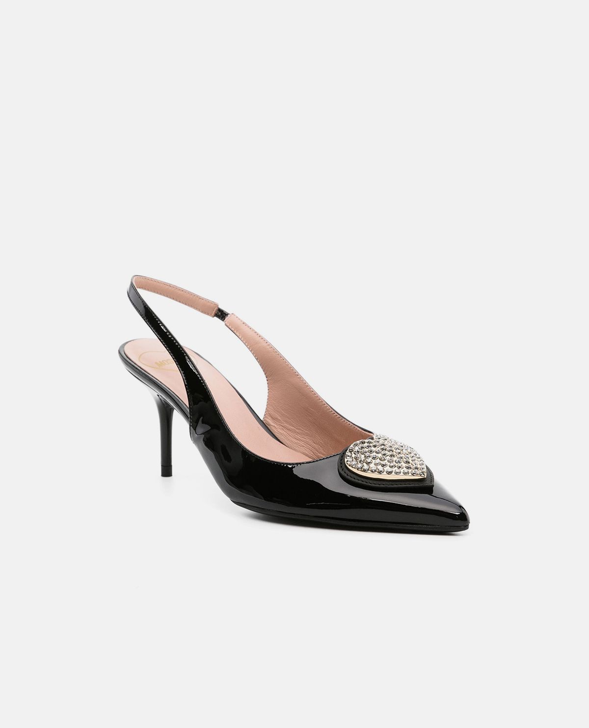 Giày slingback đính trái tim pha lê