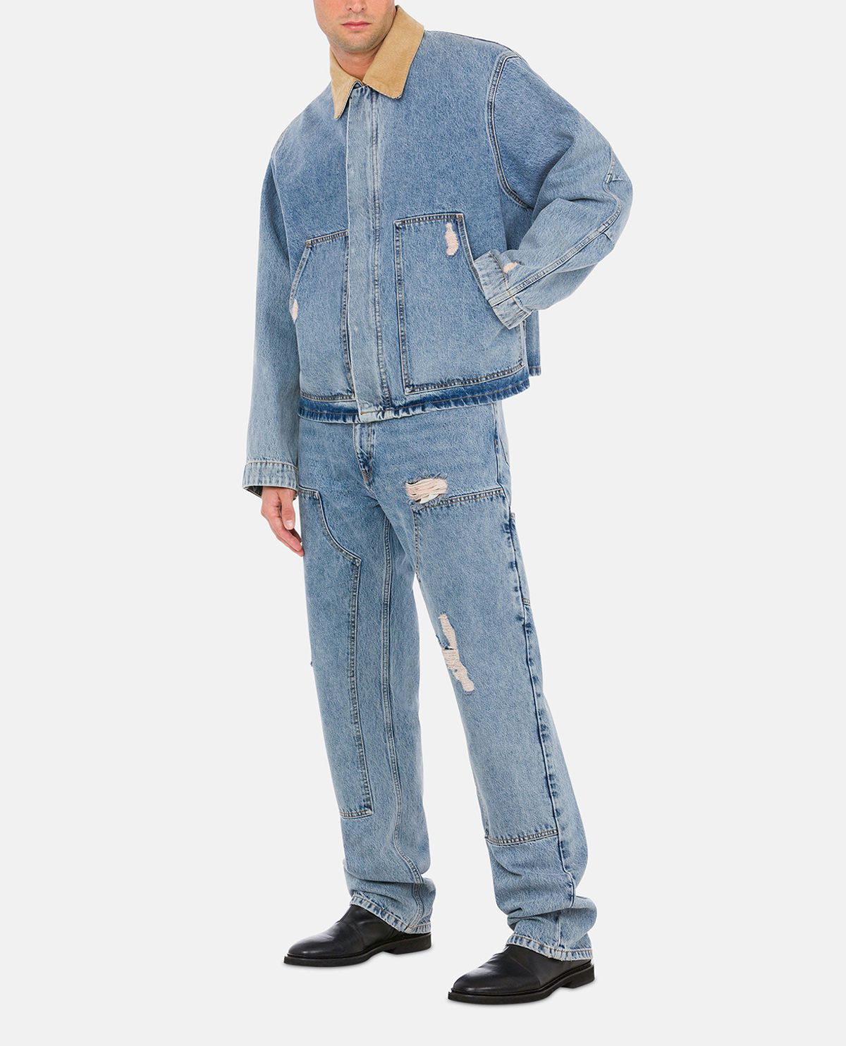 Áo khoác denim wash rách