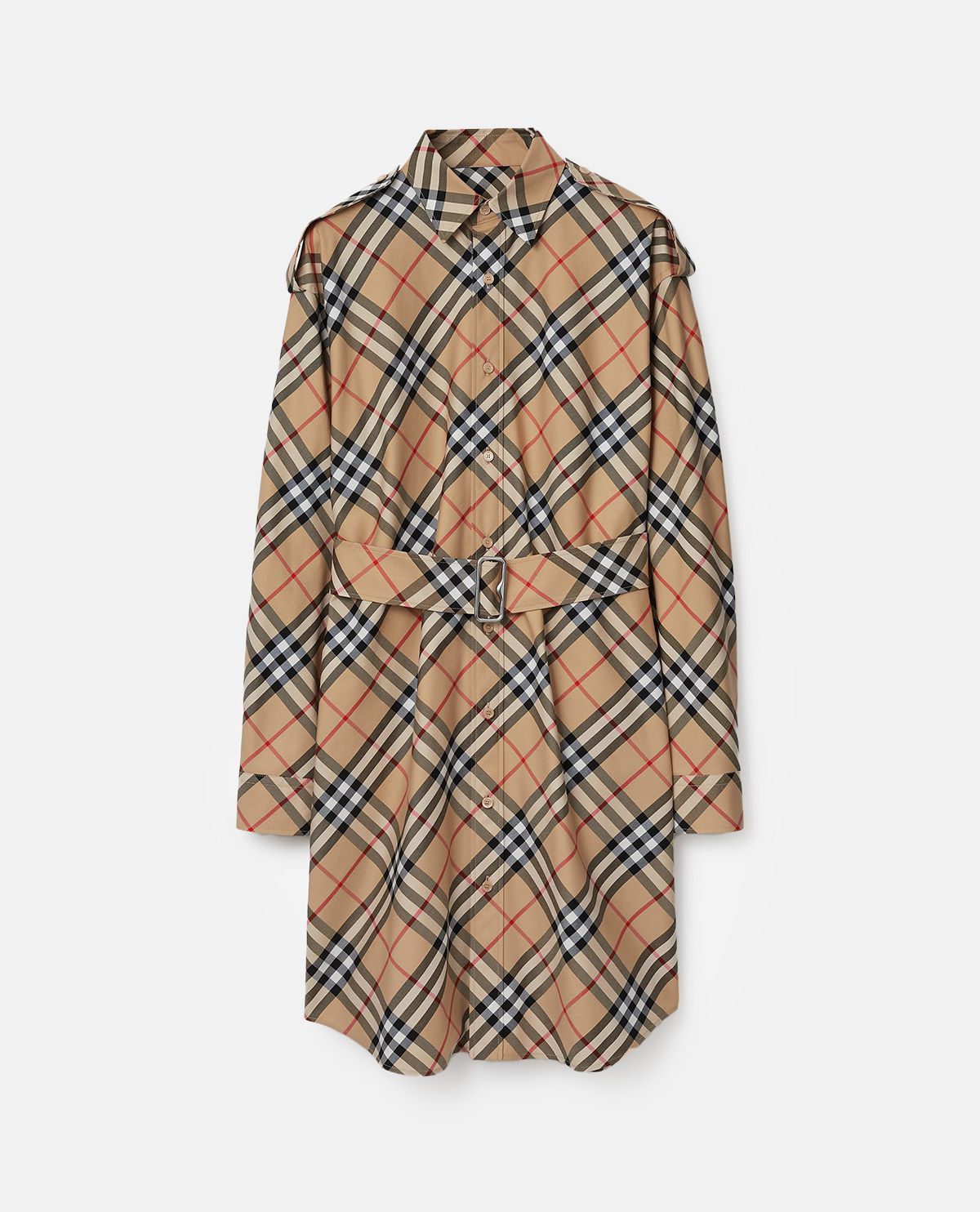 Đầm sơ mi cotton họa tiết Burberry Check