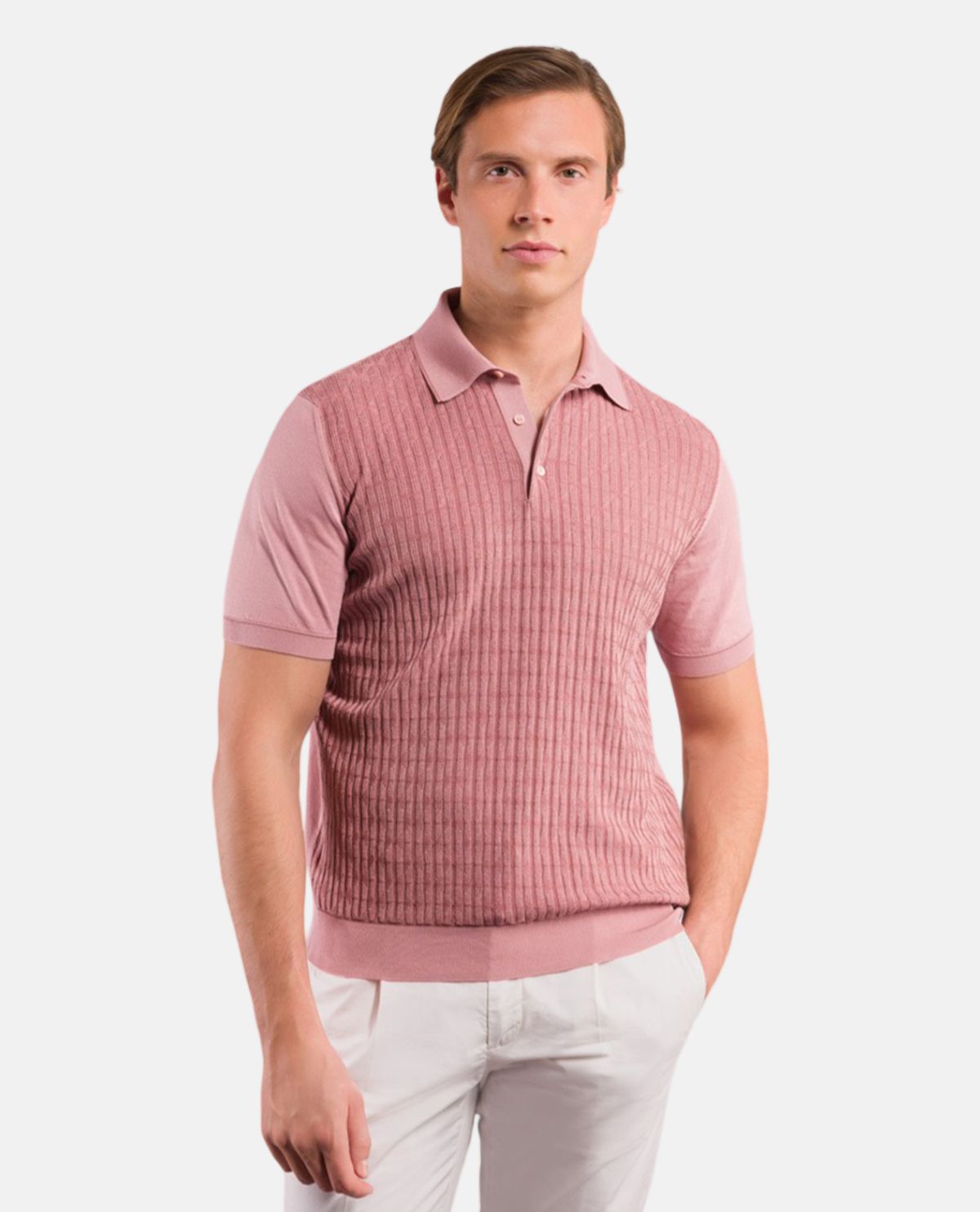 Áo polo dệt kim vân nổi