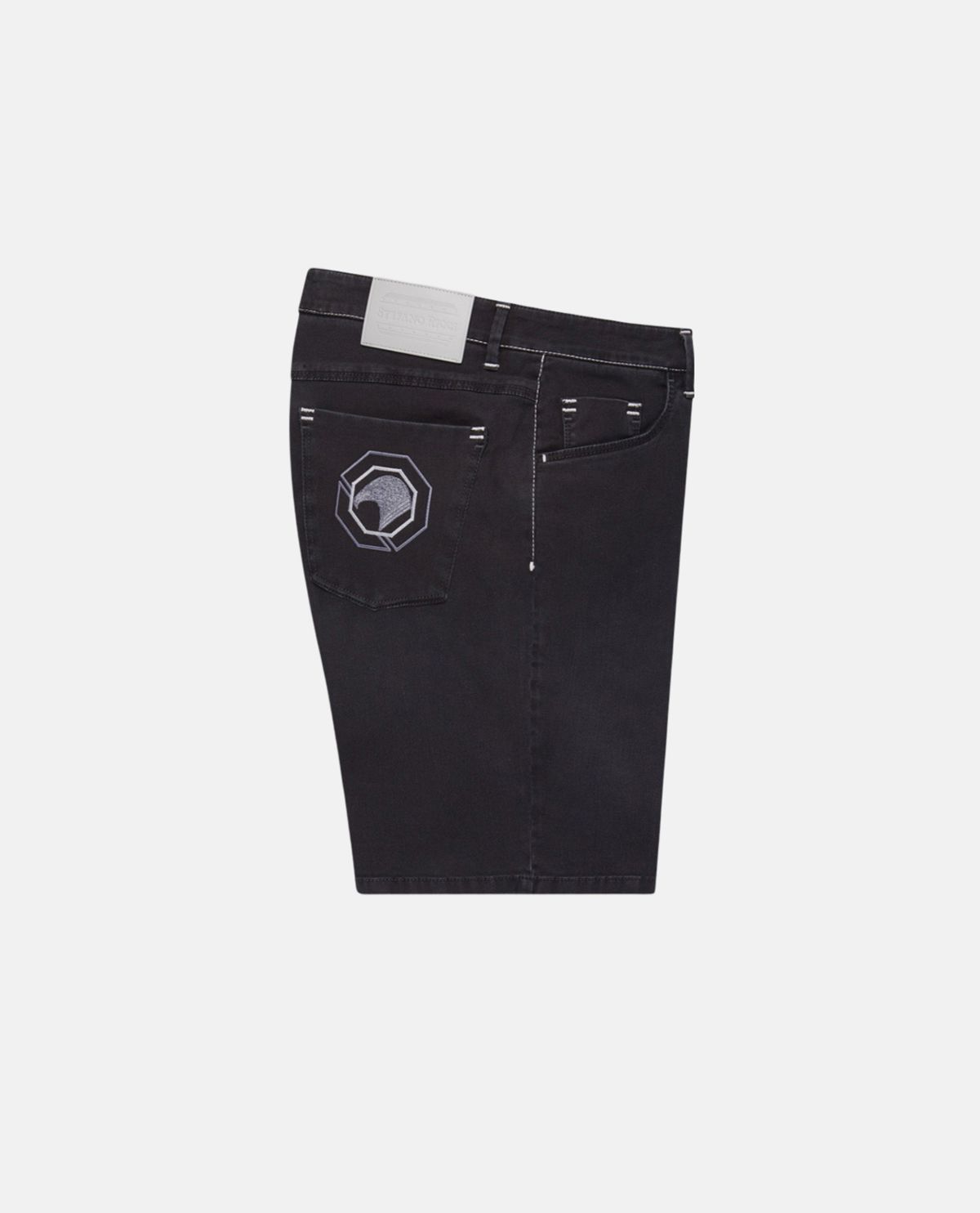 Quần short denim phối patch logo