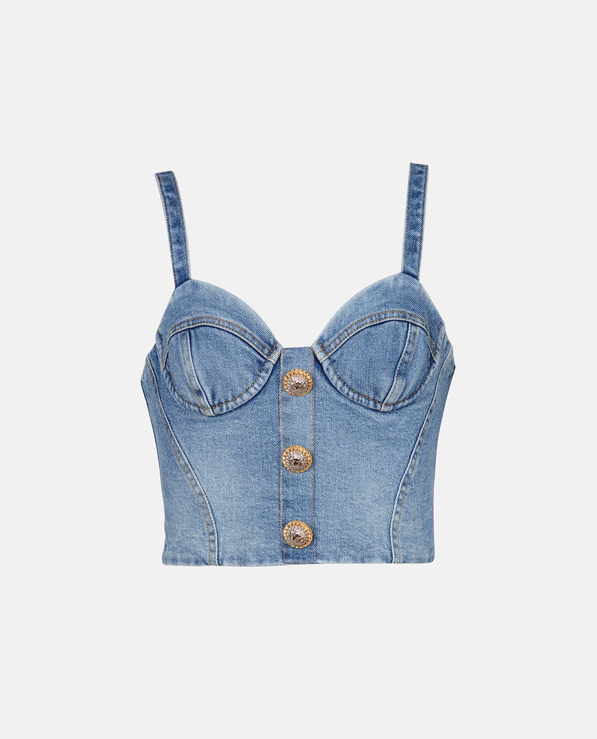 Áo croptop denim hai dây