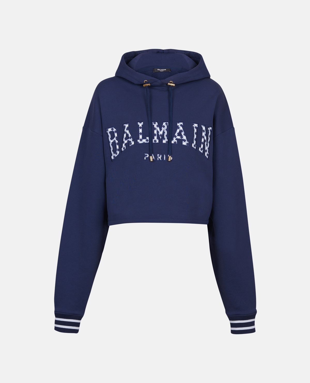 Áo hoodie phối logo Bamain Paris gingham