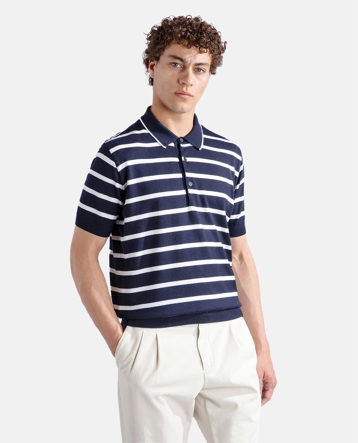 Áo polo Summer Wool họa tiết kẻ sọc