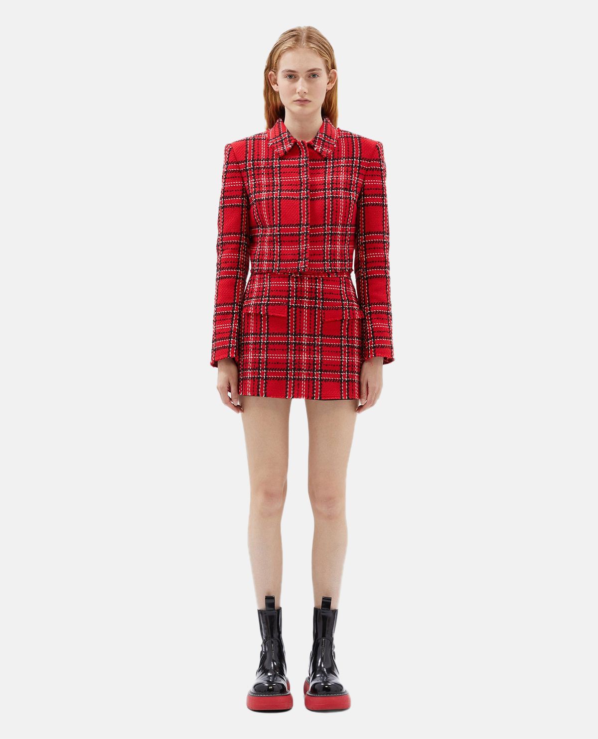 Váy quần vải tweed họa tiết tartan