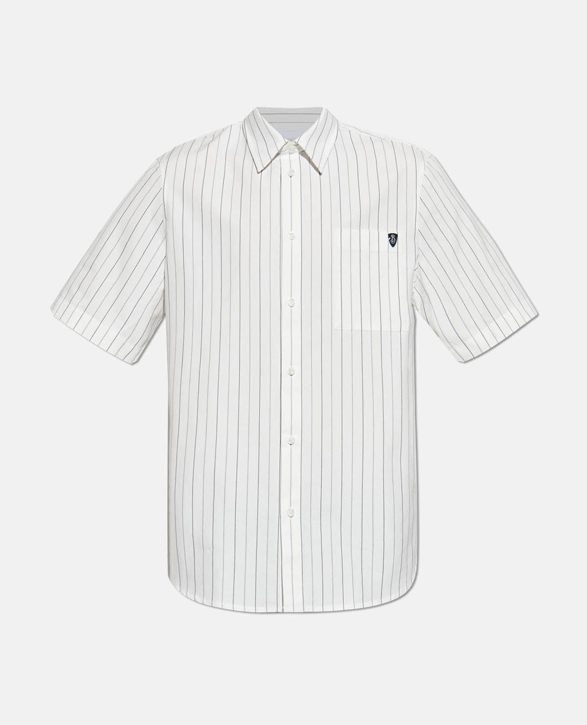 Áo sơ mi cotton kẻ sọc thêu logo