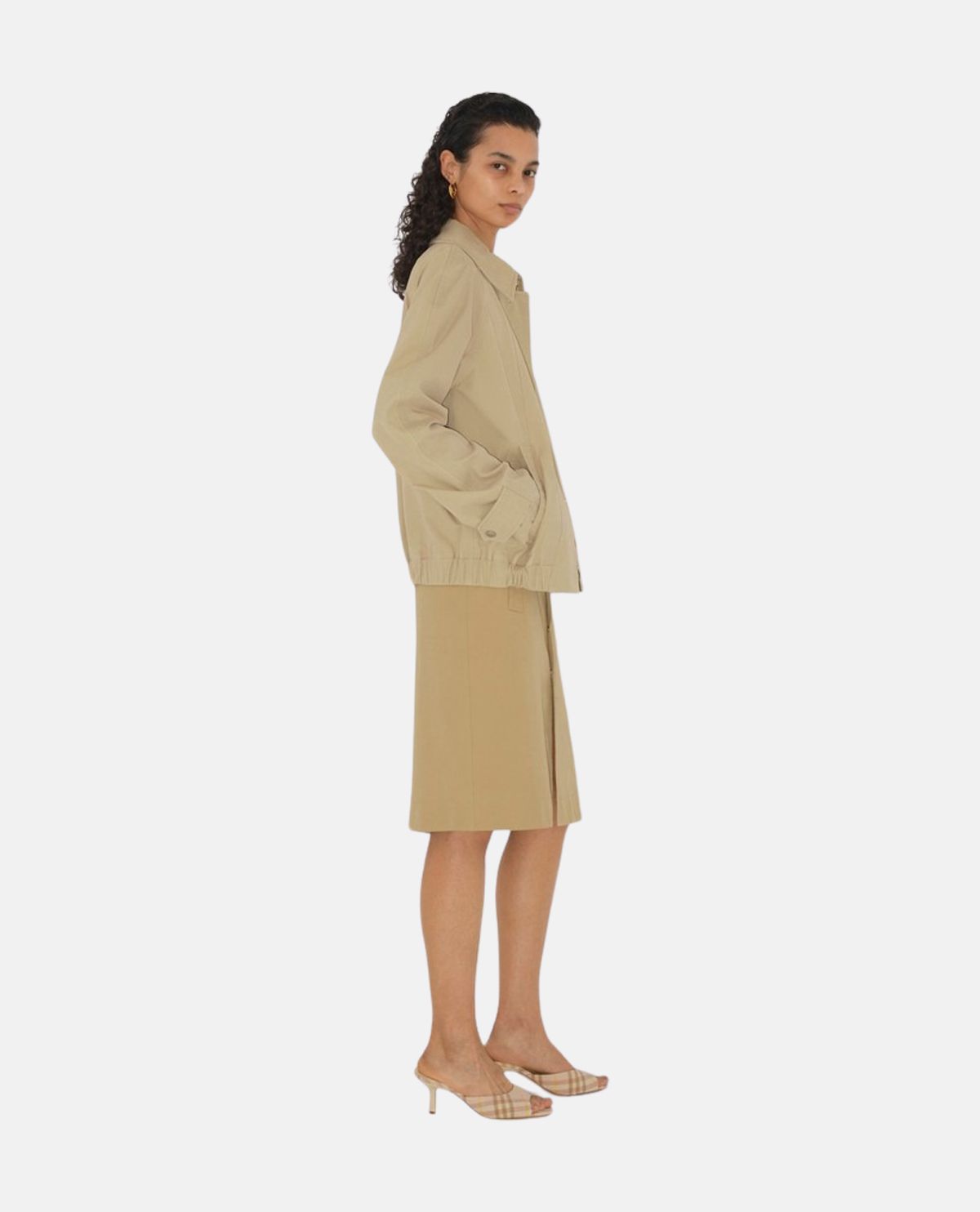 Giày mule cao gót Mews họa tiết Burberry Check