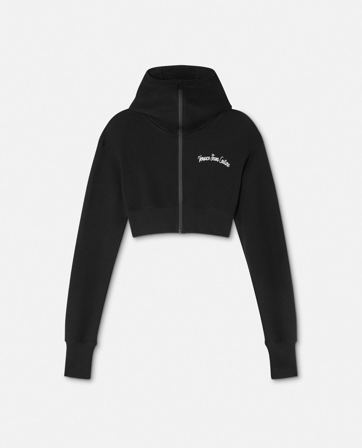 Áo hoodie dáng crop thêu logo