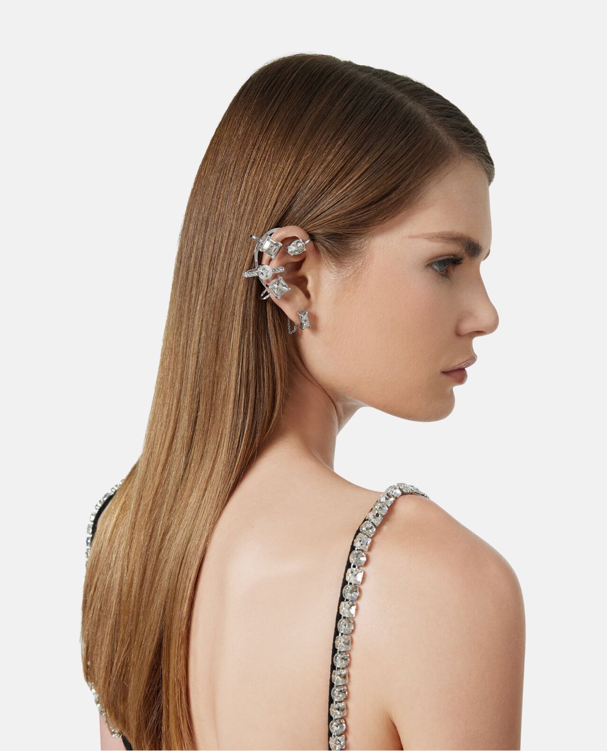 Khuyên vành tai phải Crystal Gianni Ribbon