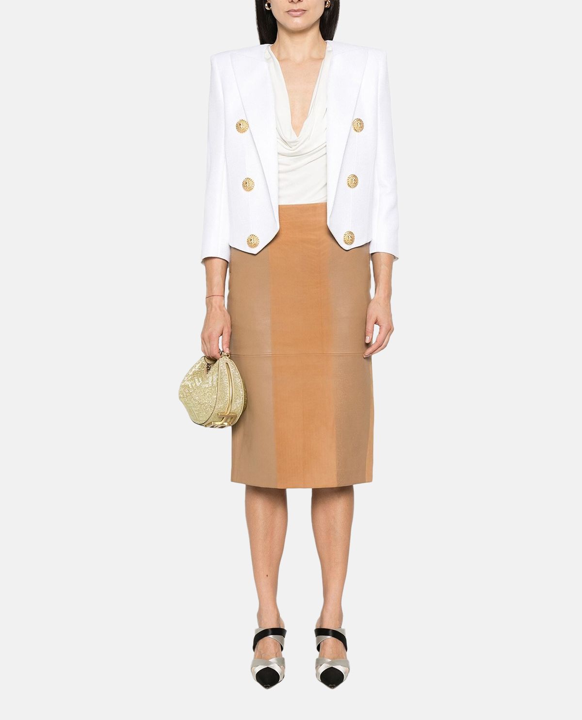 Áo blazer dáng crop phối khuy