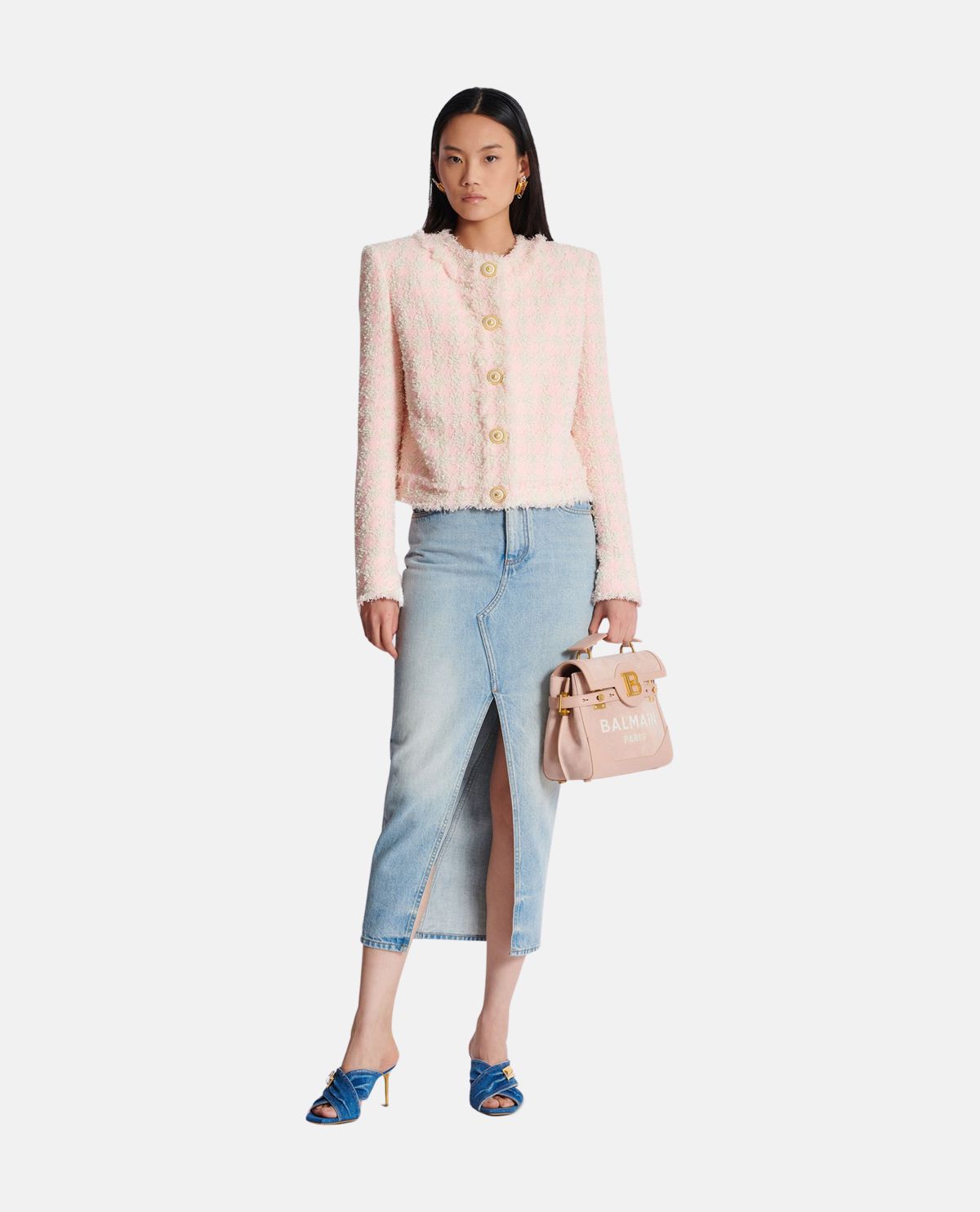 Áo khoác tweed phối hàng khuy