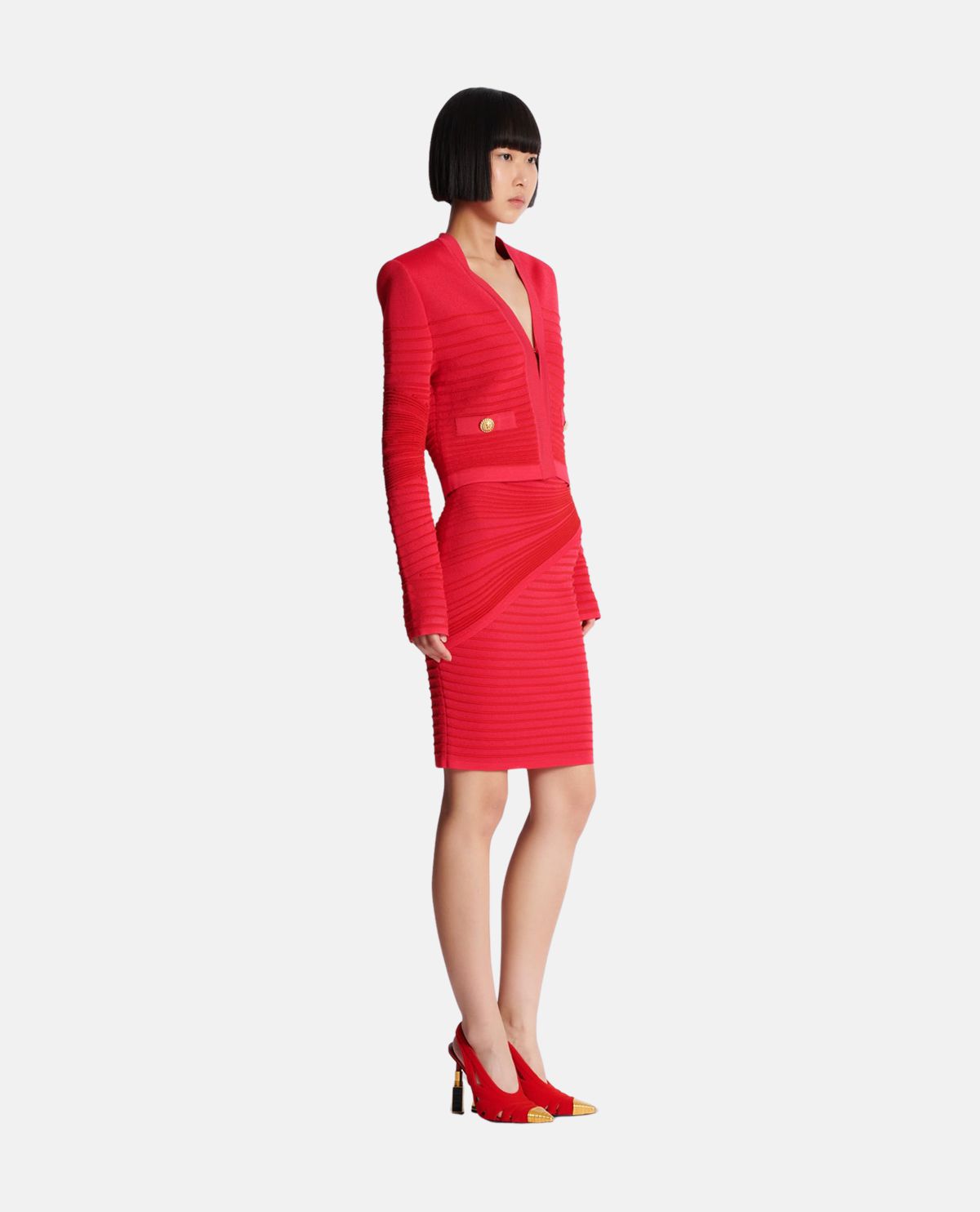 Áo cardigan dệt gân phối khuy