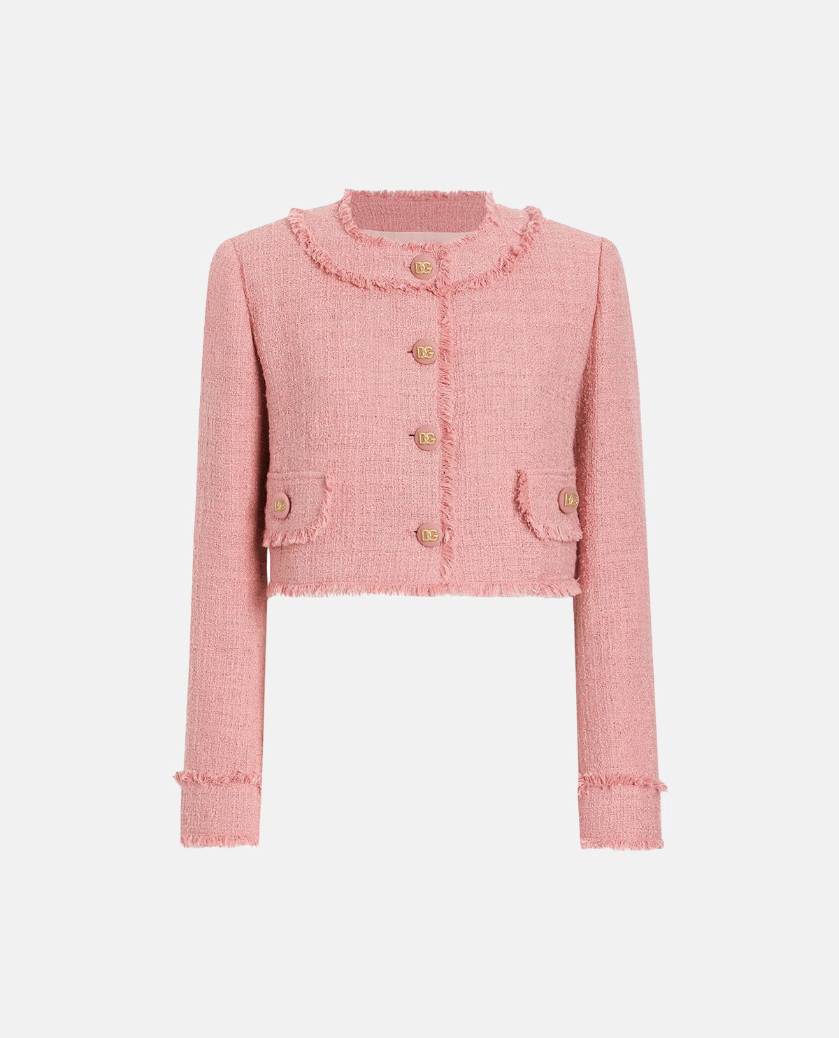 Áo khoác tweed dáng crop phối khuy DG