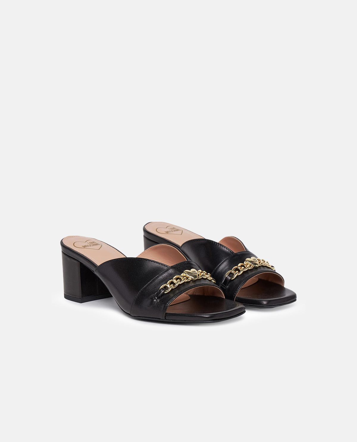 Giày sandal cao gót phối xích trái tim
