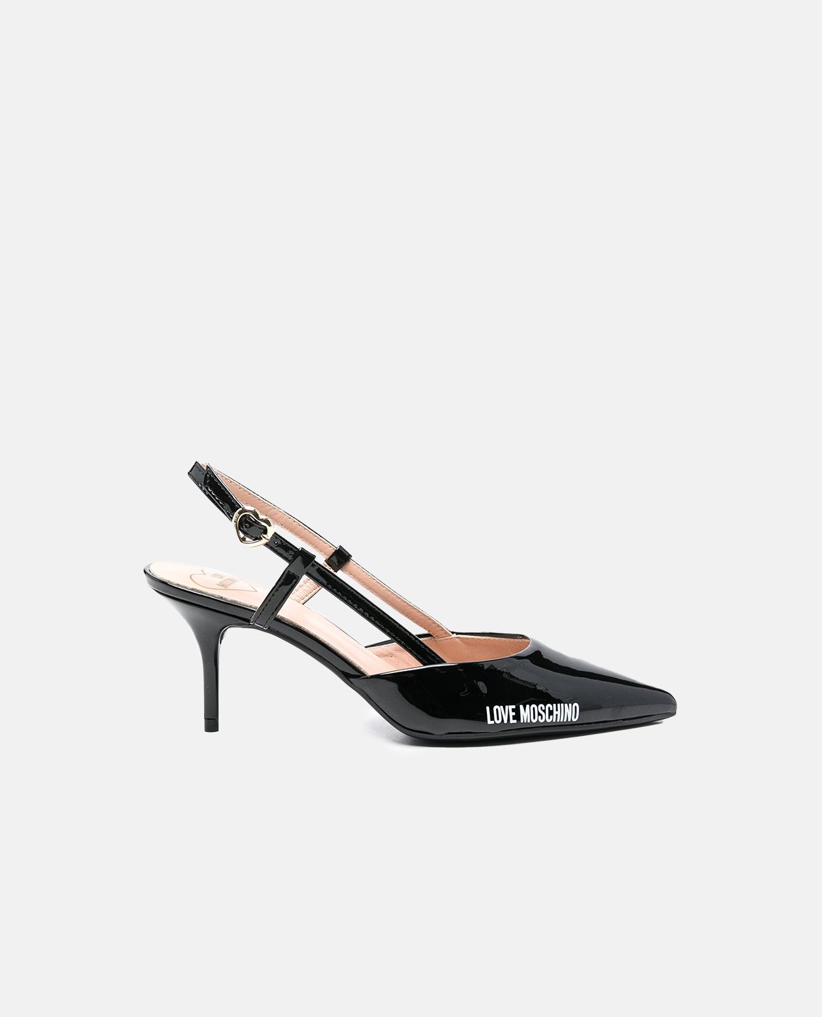 Giày slingback da bóng in logo
