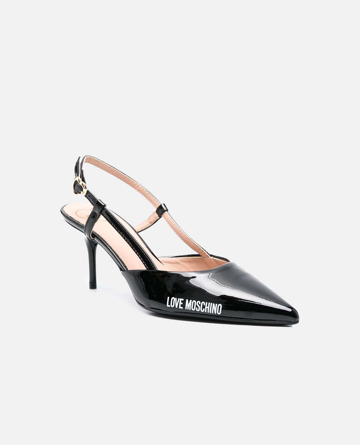 Giày slingback da bóng in logo