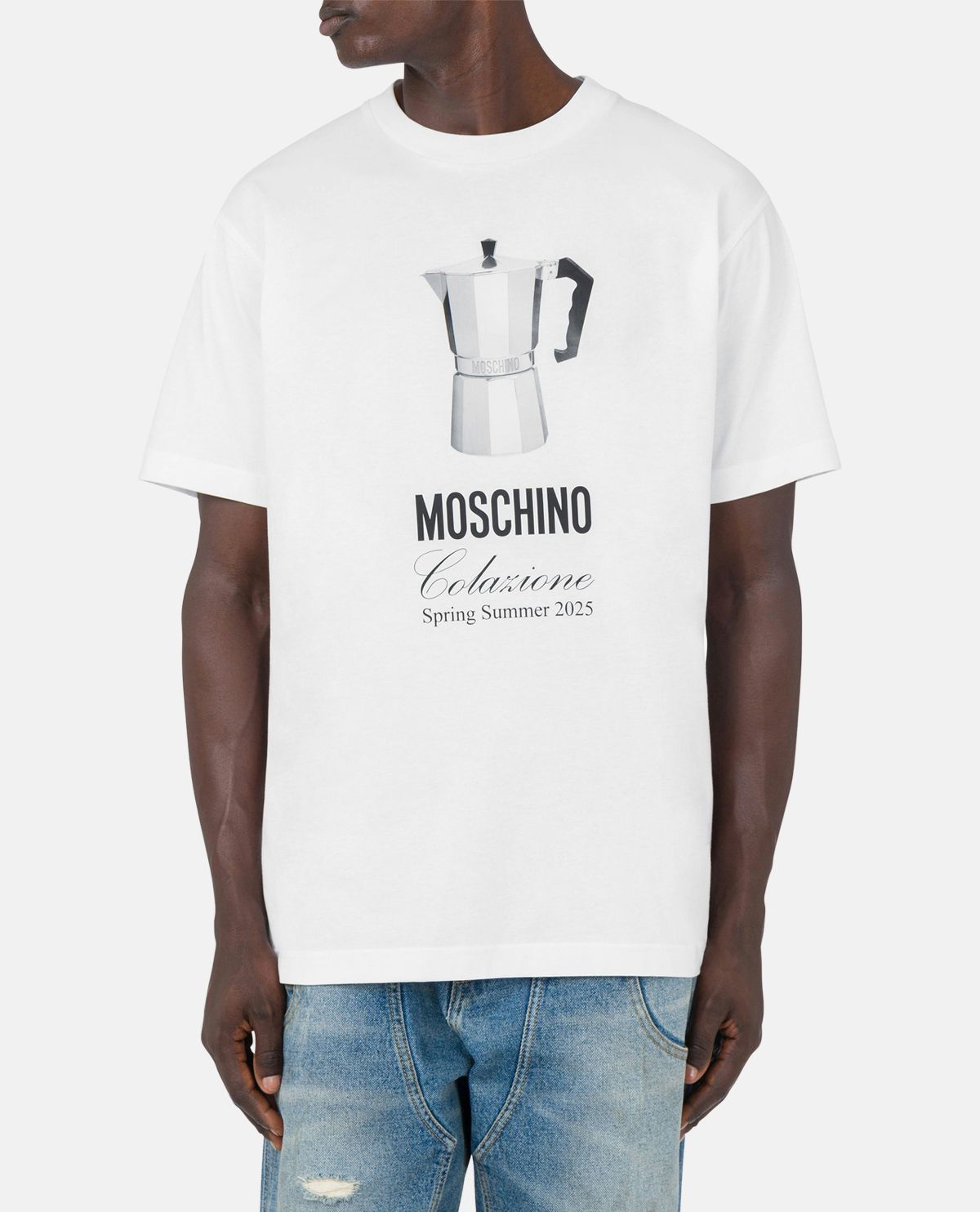 Áo thun cotton tay ngắn Moschino Breakfast