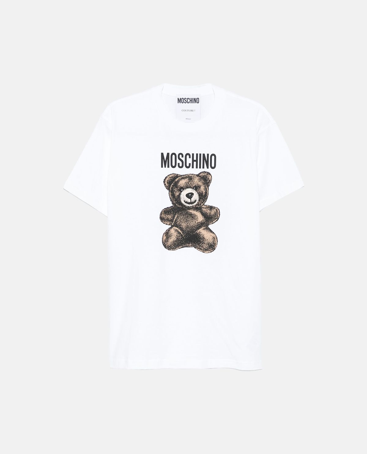 Áo thun cotton tay ngắn in gấu Moschino Teddy