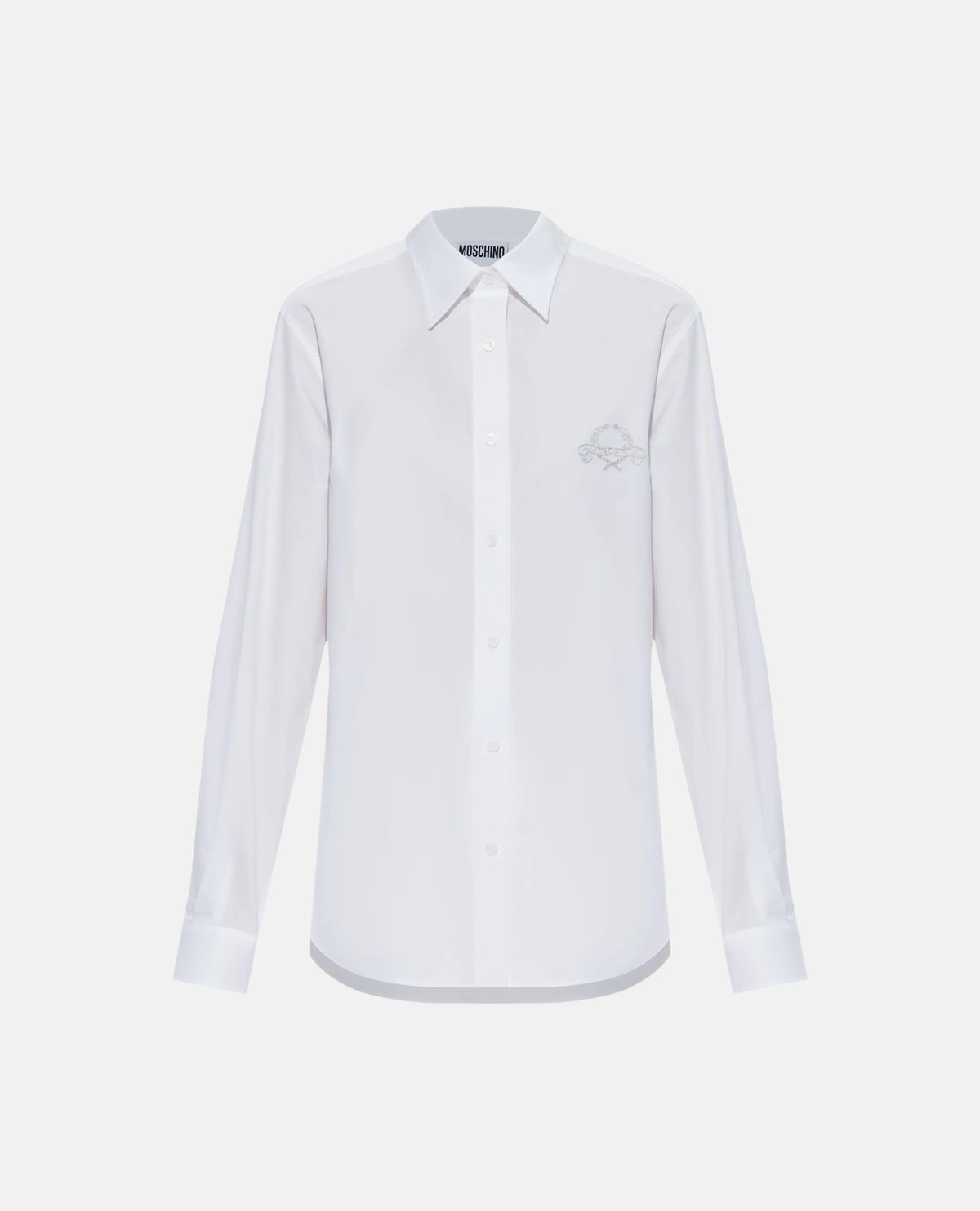 Áo sơ mi poplin tay dài phối logo Laurel Crown