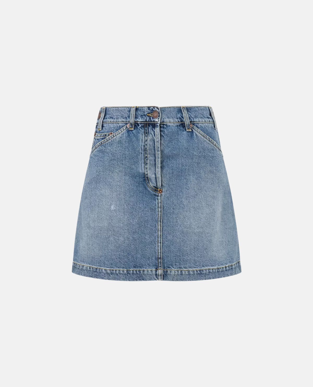 Chân váy ngắn denim phối nhãn Laurel Crown