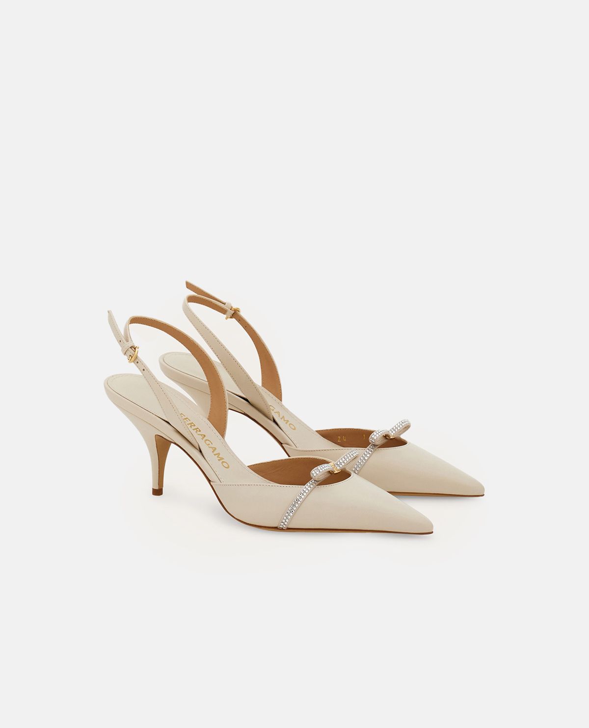Giày slingback phối nơ mini