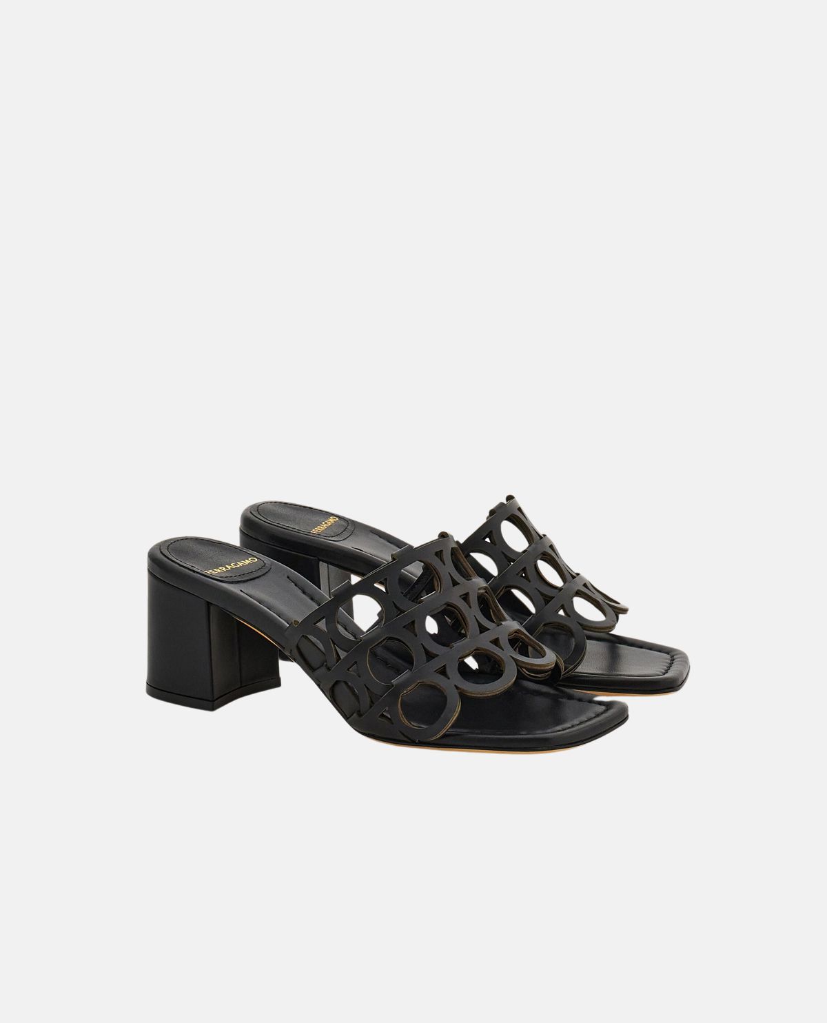 Giày sandal cao gót mũi vuông Gancini