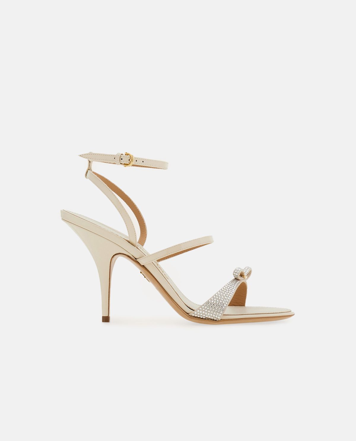 Giày sandal cao gót phối nơ mini