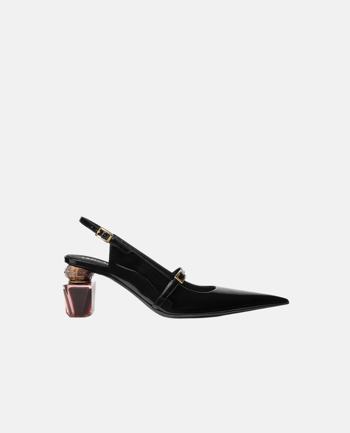 Giày slingback da bóng Bright Crystal 70