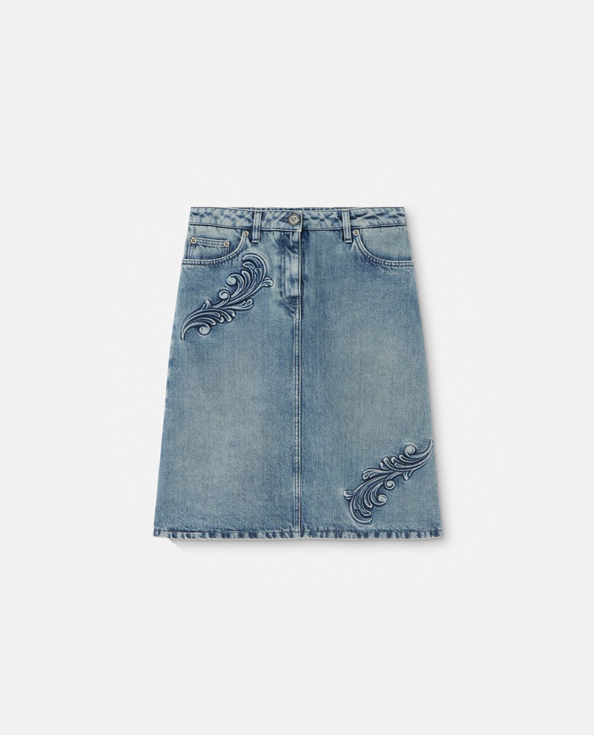 Chân váy midi denim dáng chữ A Barocco