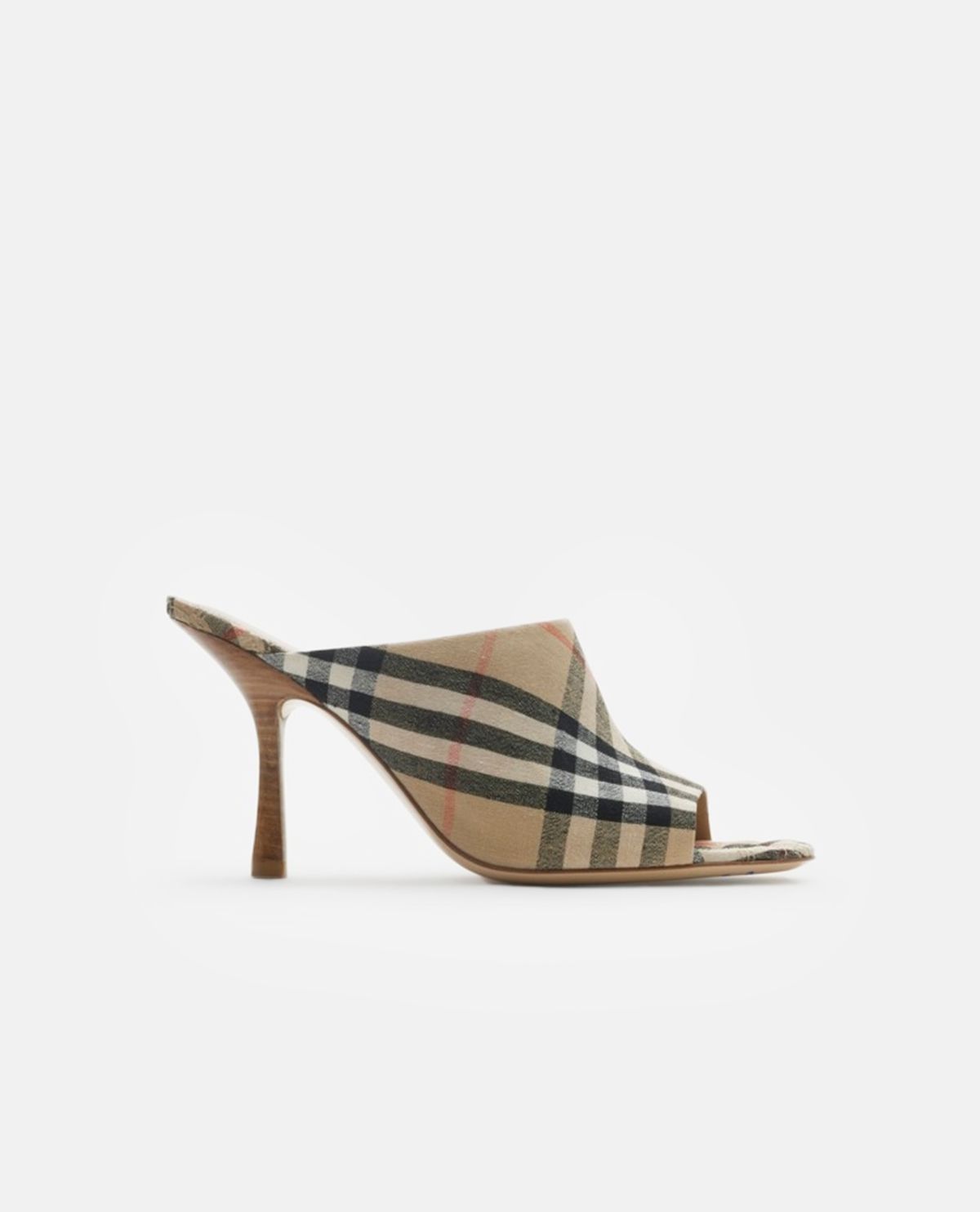 Giày mule cao gót Mews họa tiết Burberry Check