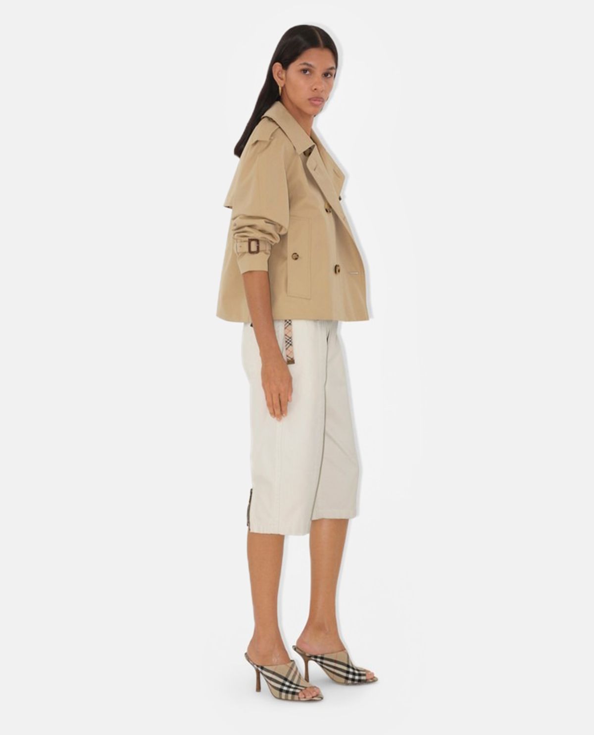 Giày mule cao gót Mews họa tiết Burberry Check