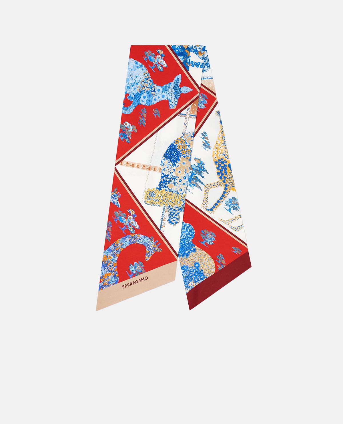Khăn twilly lụa họa tiết Patchwork 160 x 20 cm