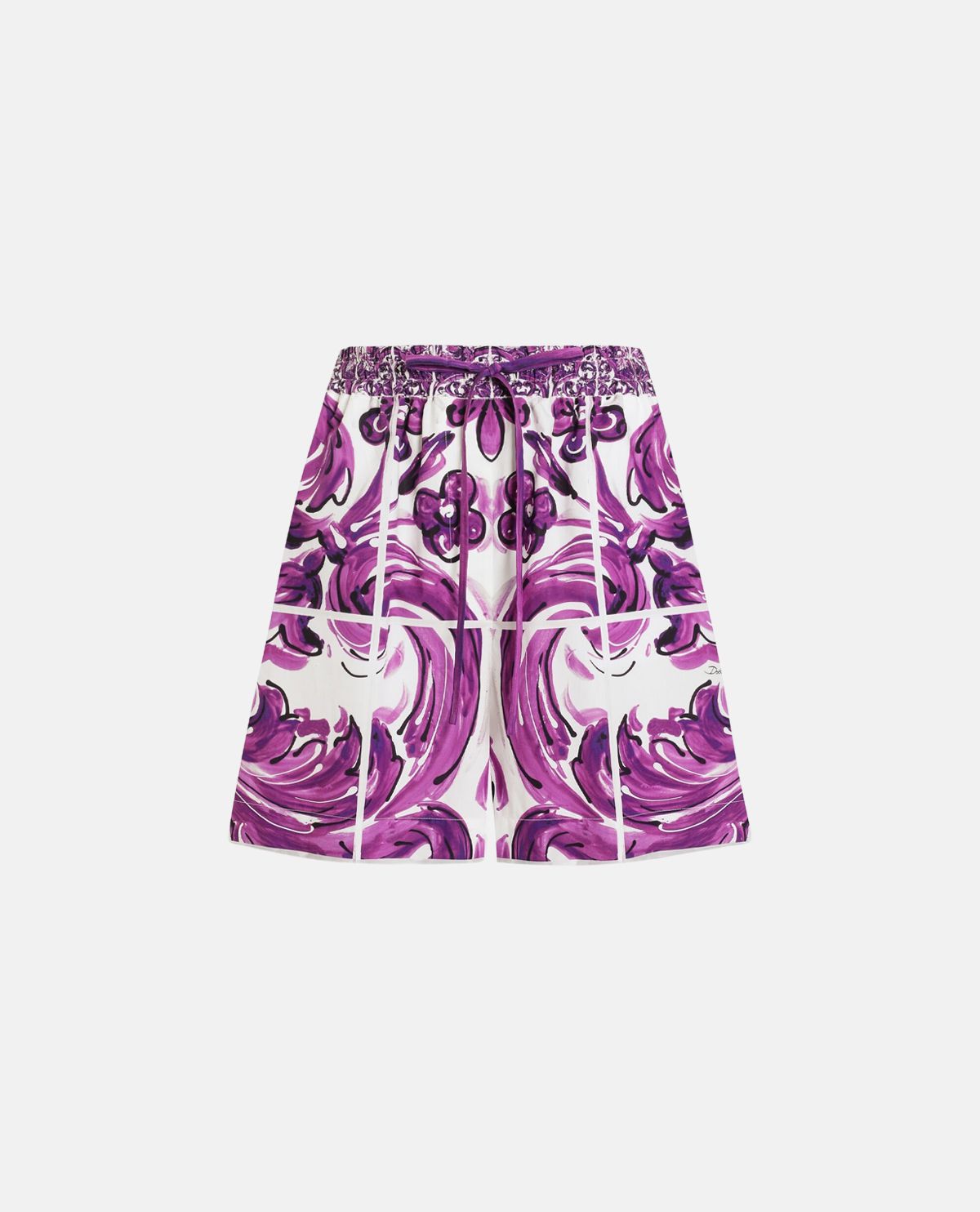 Quần short poplin lưng thun họa tiết Maiolica